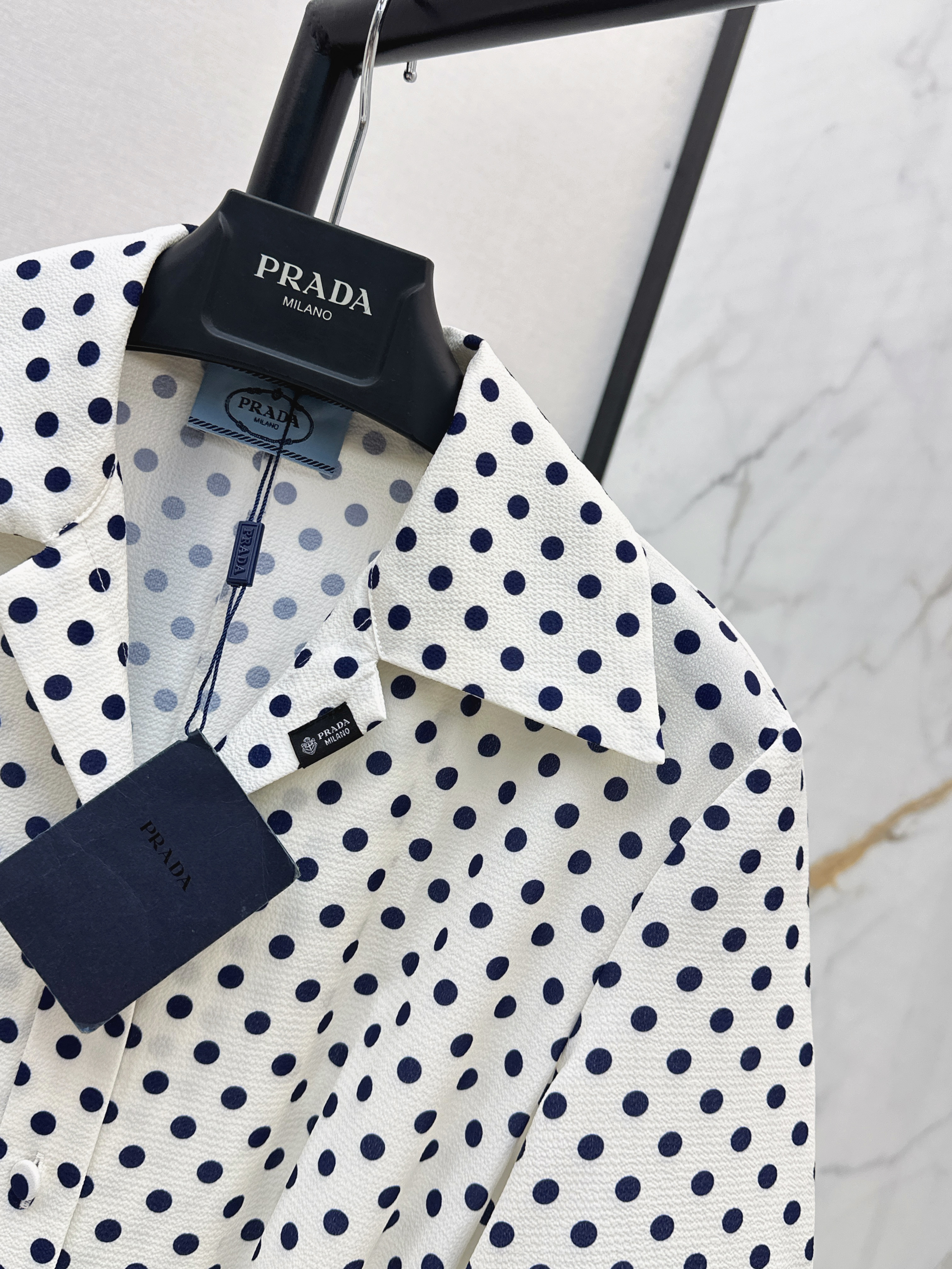 Pra 26ss Polka Dot Belted Shirt Dress