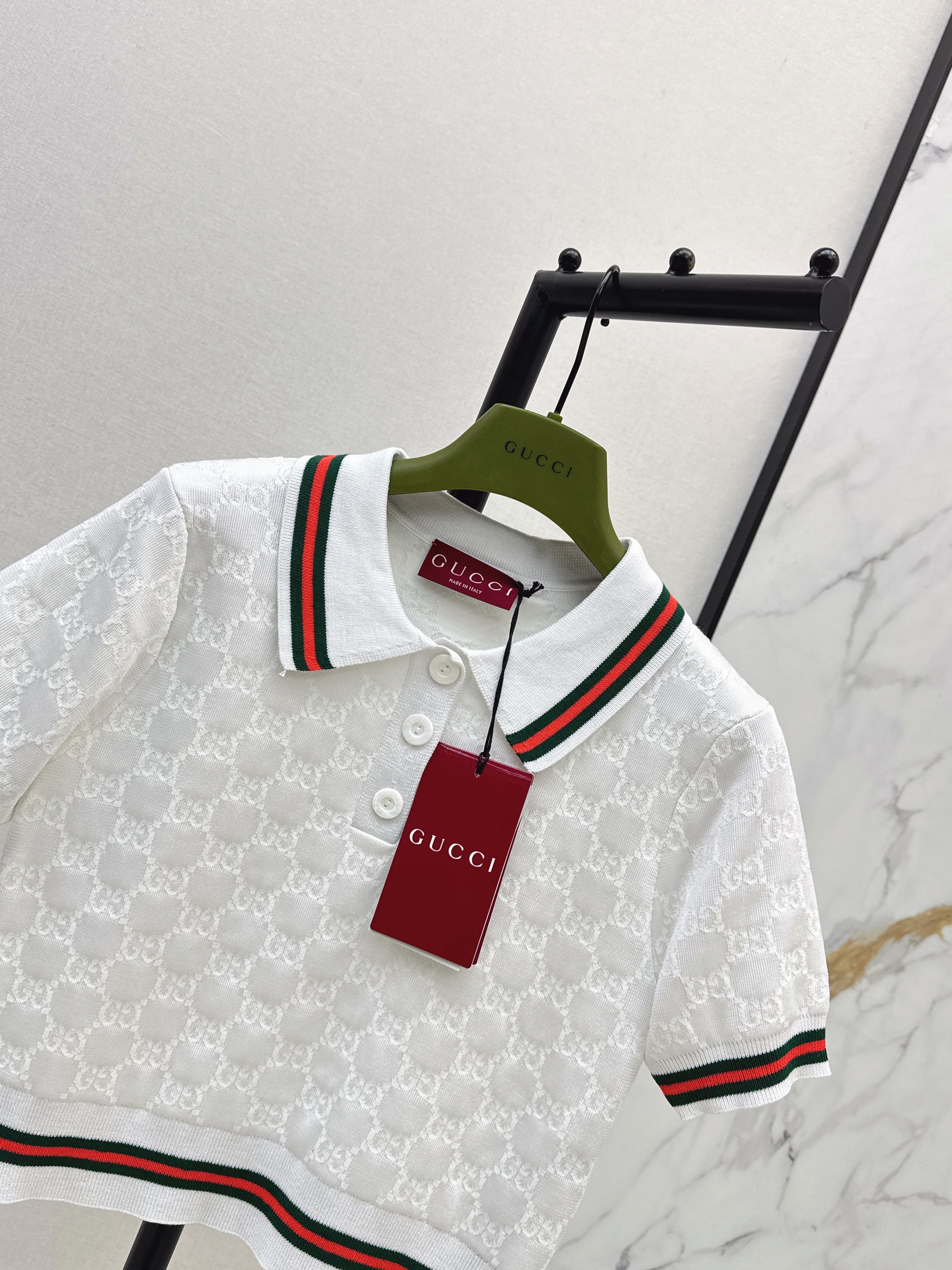 Guc 26ss jacquard polo shirt