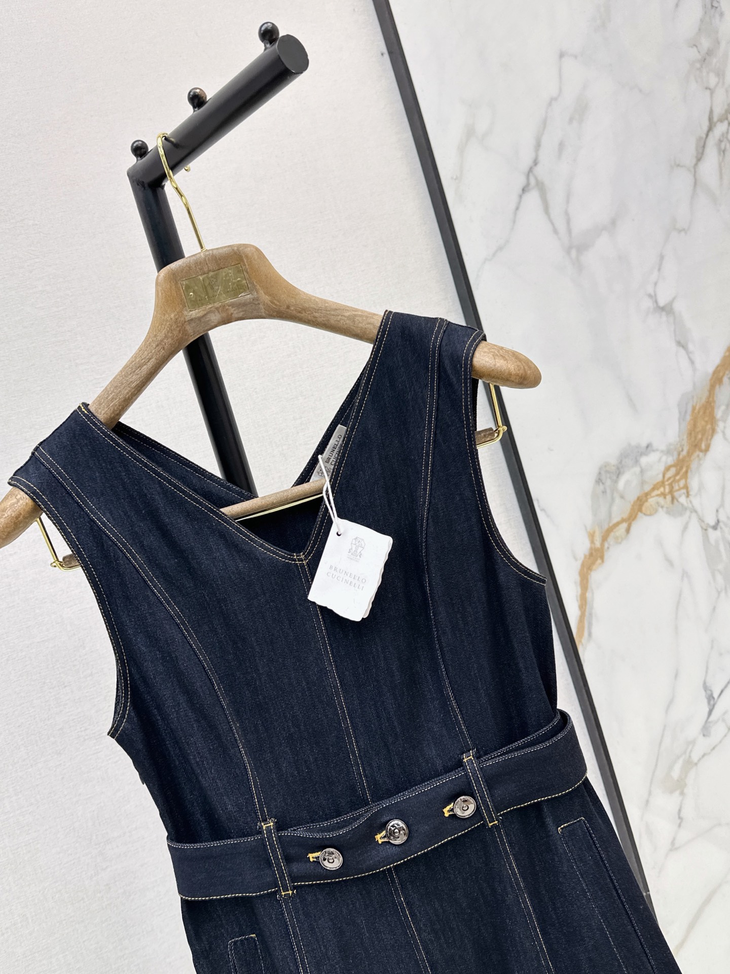 Brun 26ss sleeveless denim dress