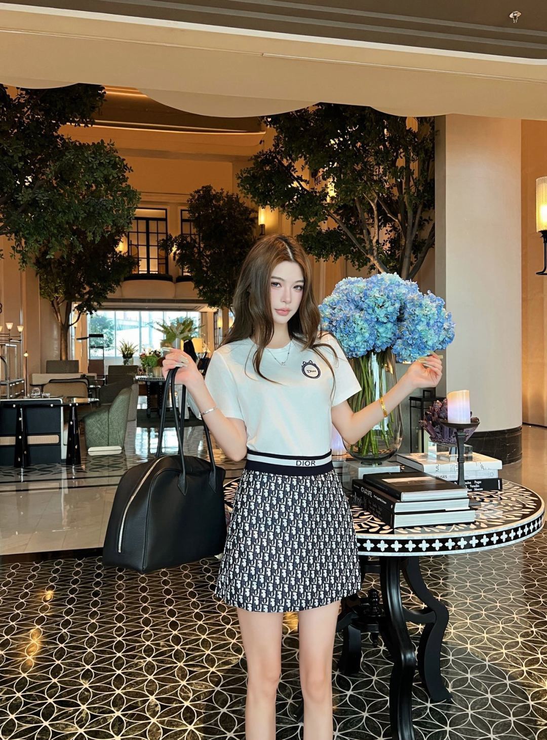 CD 26ss embroidery t-shirt print skirt set