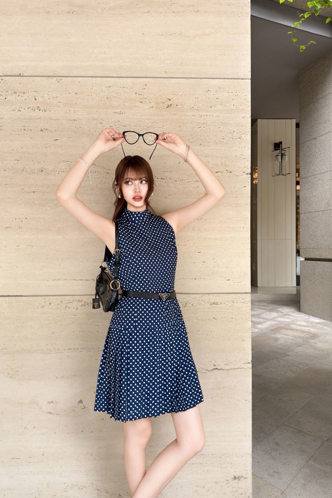 Pra 26ss polk dot sleeveless dress