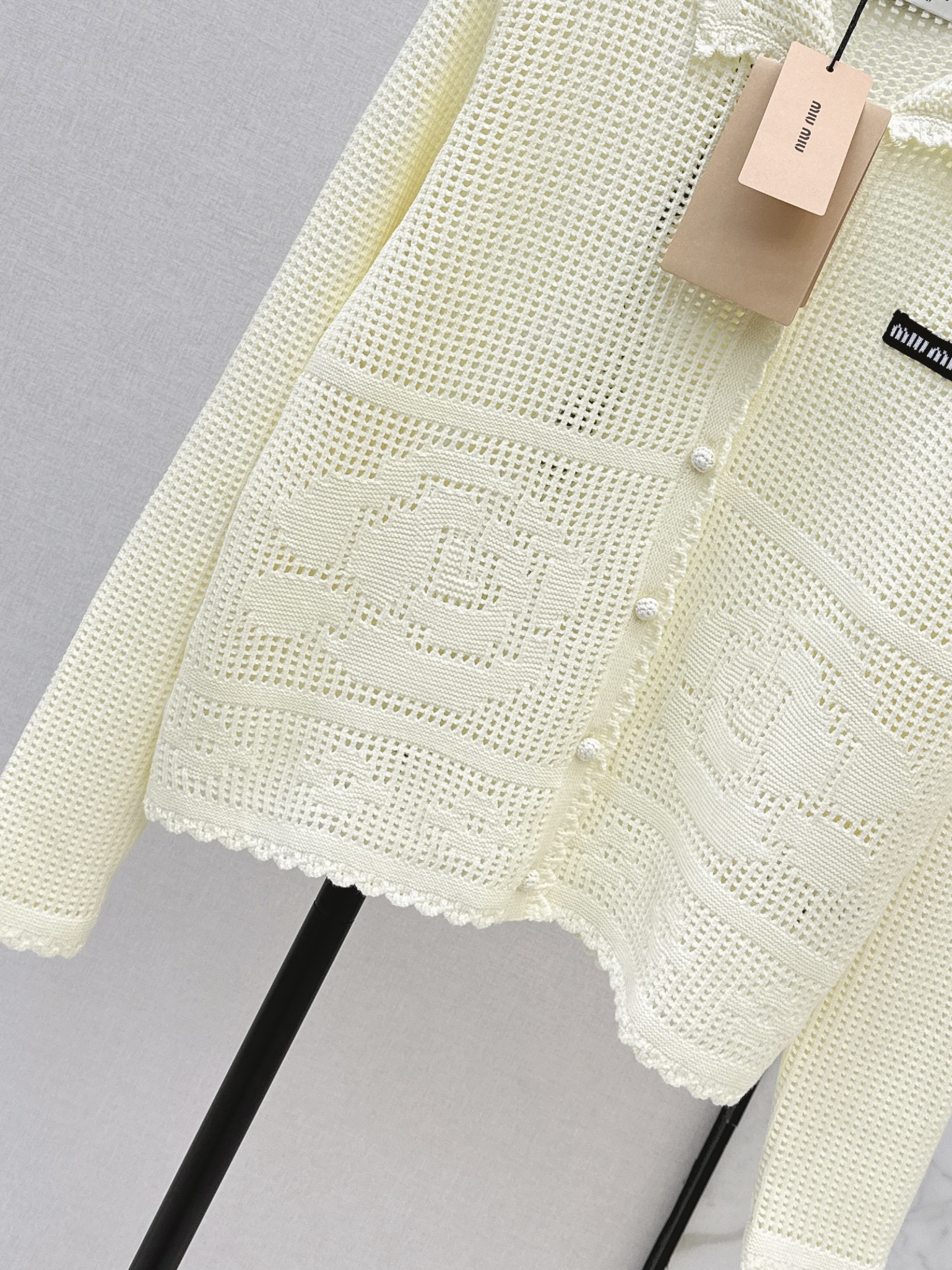 Miu 26ss hollow knit cardigan
