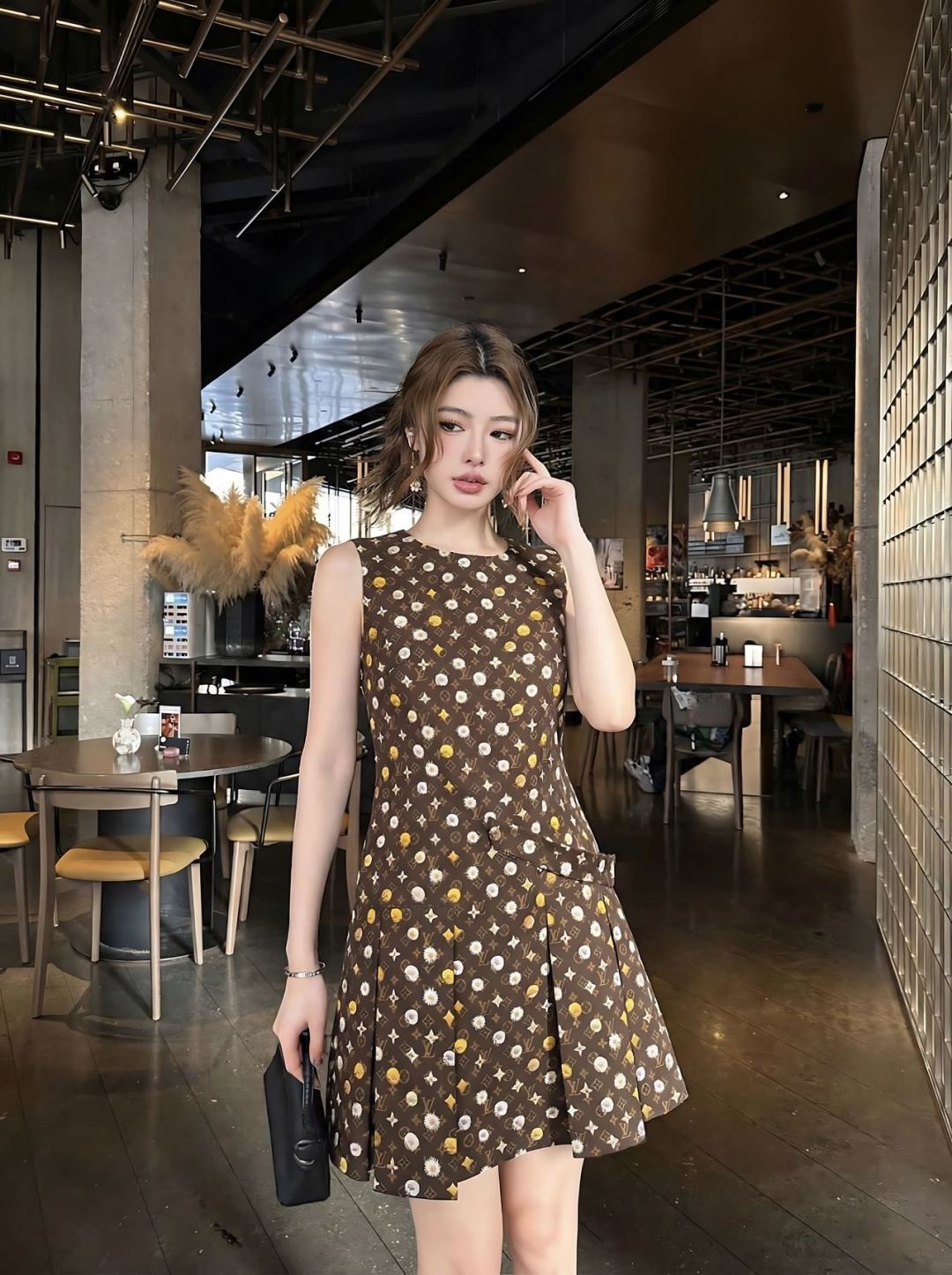 Loui 26ss print sleeveless dress