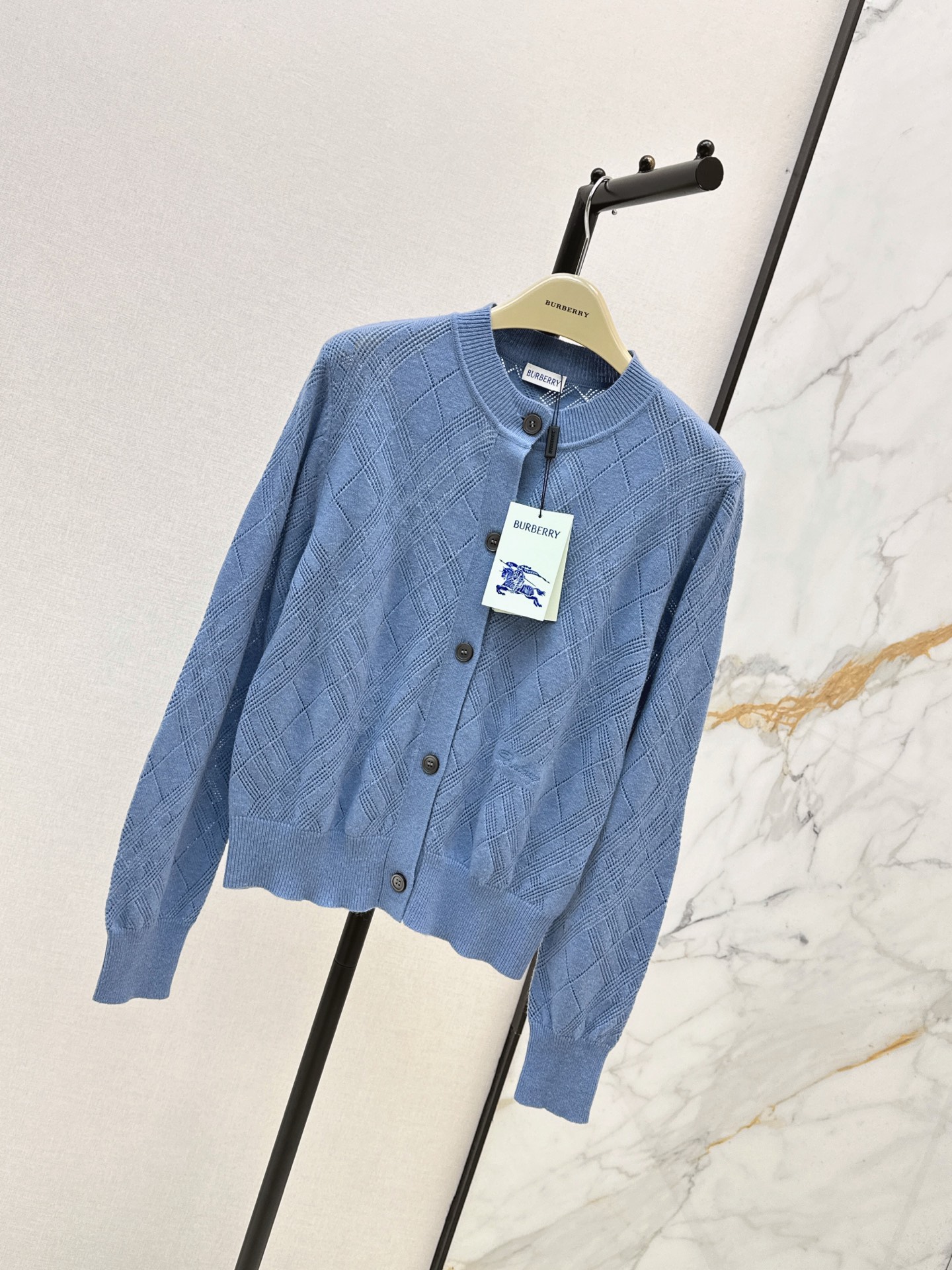 Bur 26ss check jacquard knit cardigan