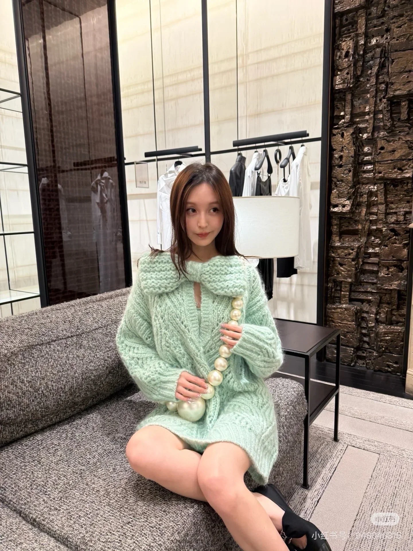 Chan 26ss knit bow dress