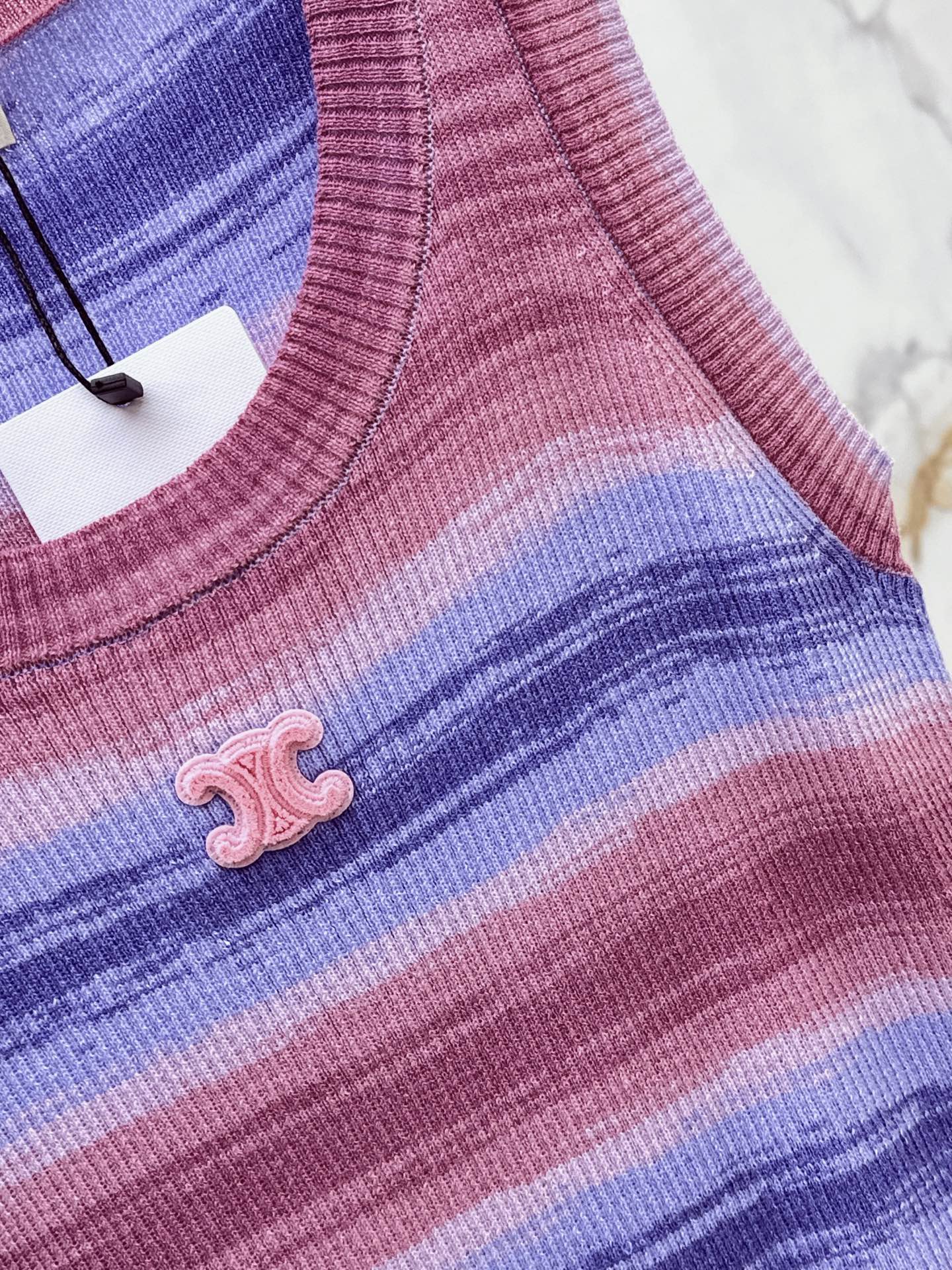 Celi 26ss stripe knit vest