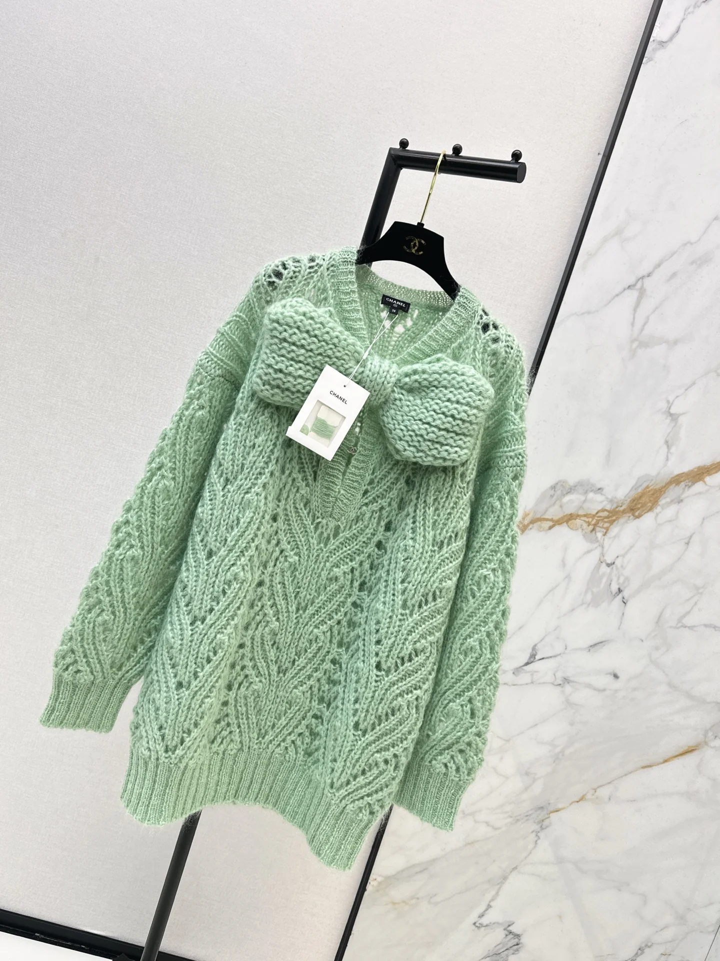 Chan 26ss knit bow dress
