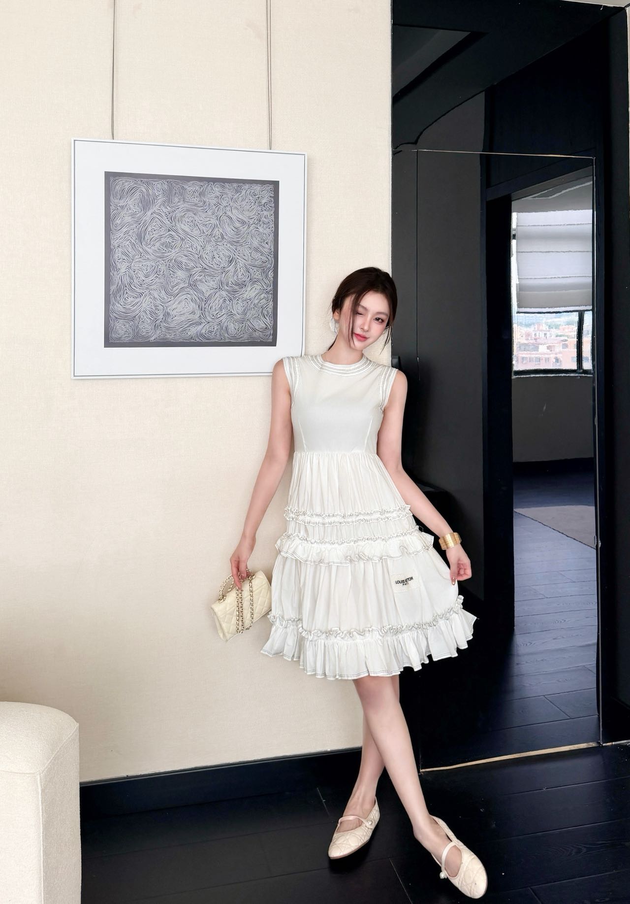 Loui 26ss ruffle sleeveless dress