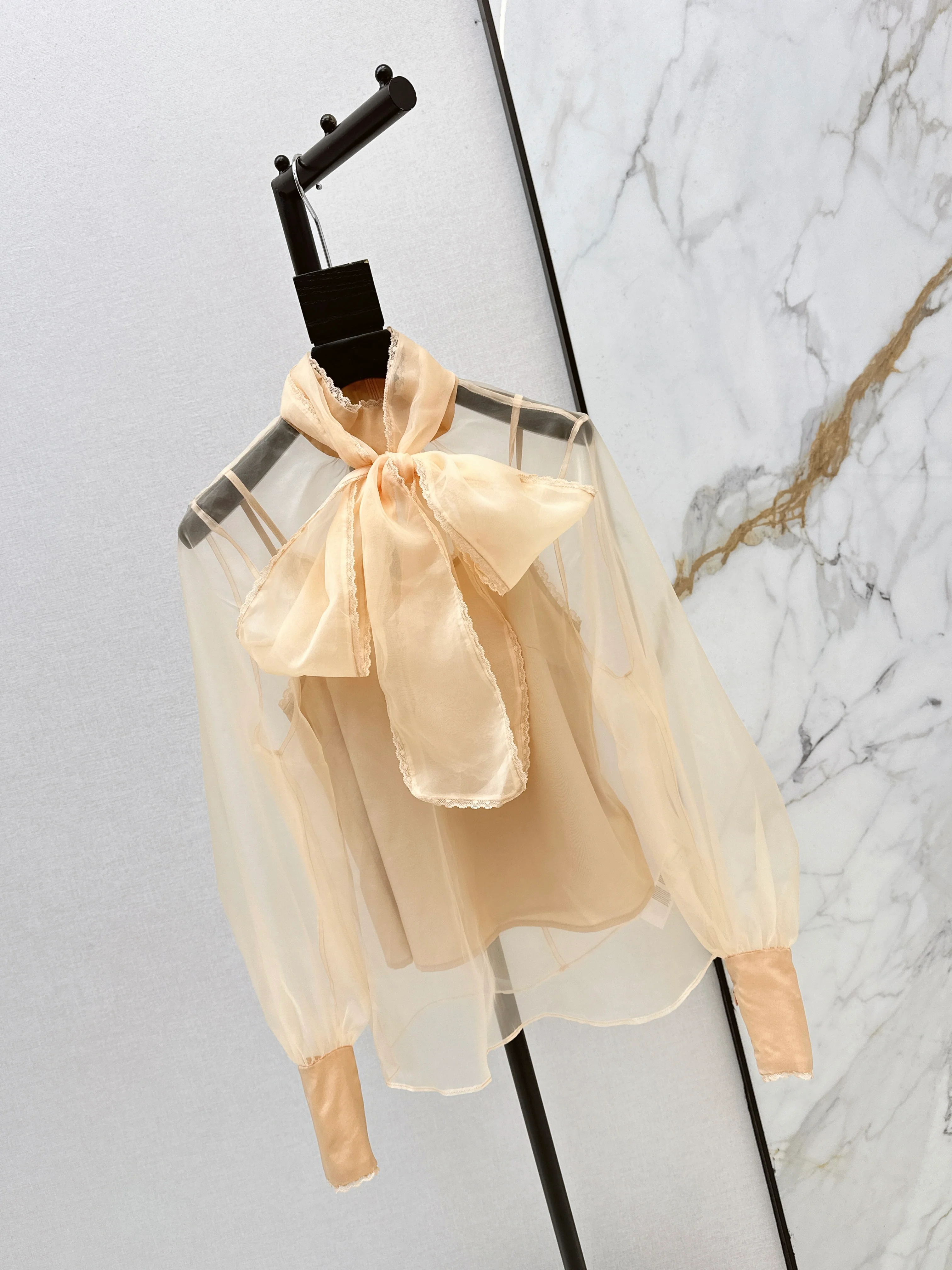 Zimm 26ss bow tie silk shirts