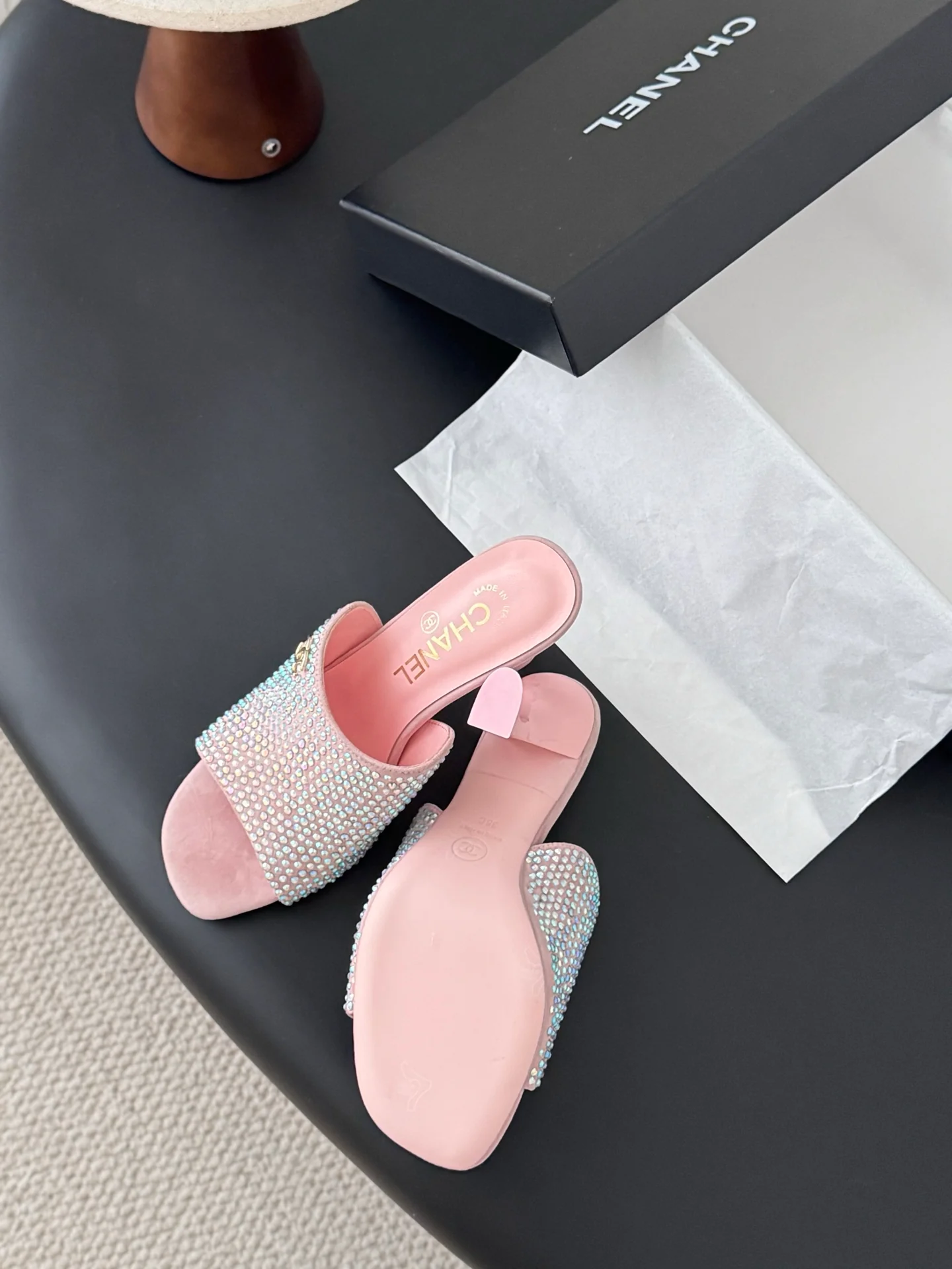 Chan 25fw high heeled slides sandals