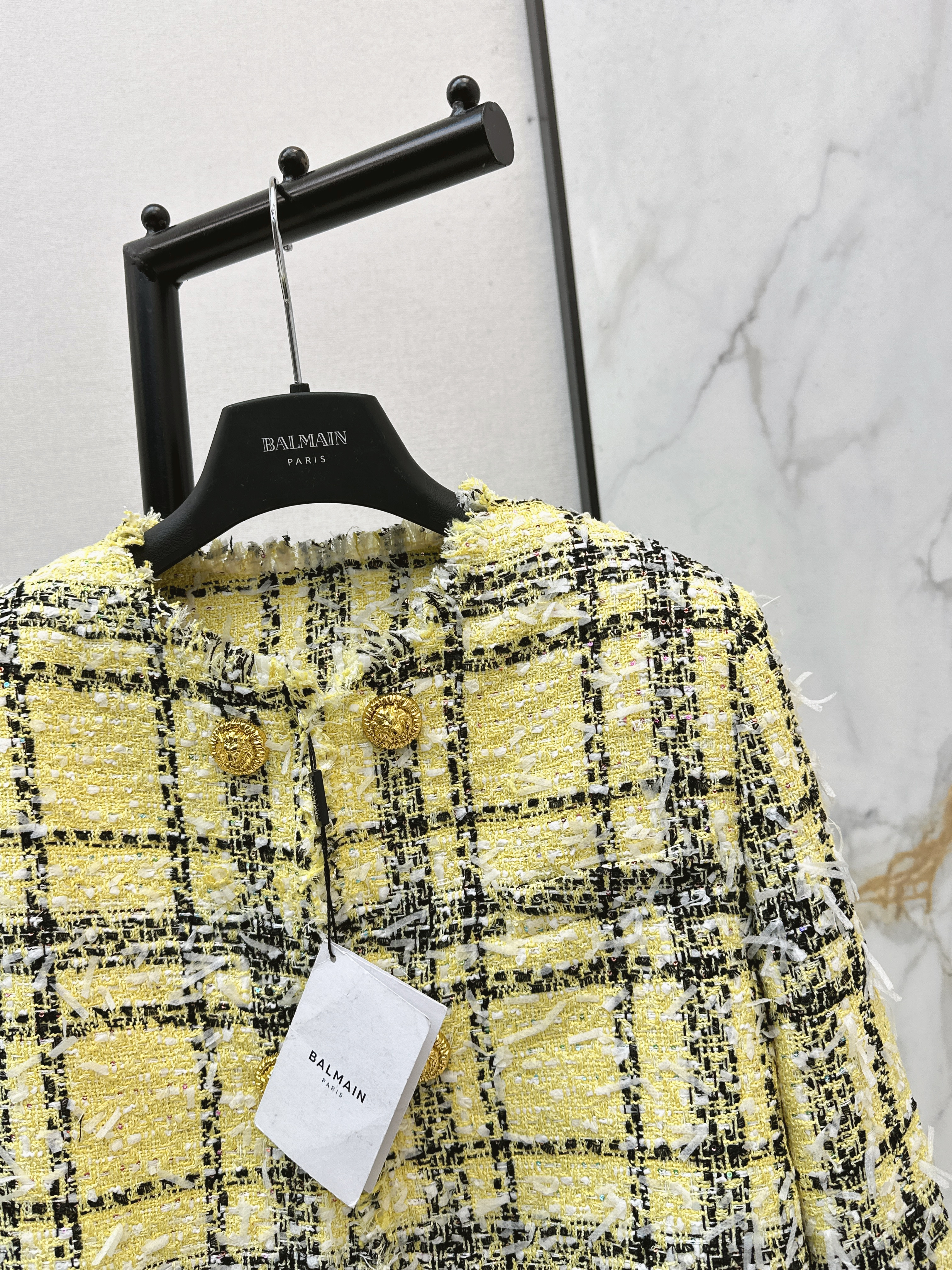 Bal 26ss check tweed jacket