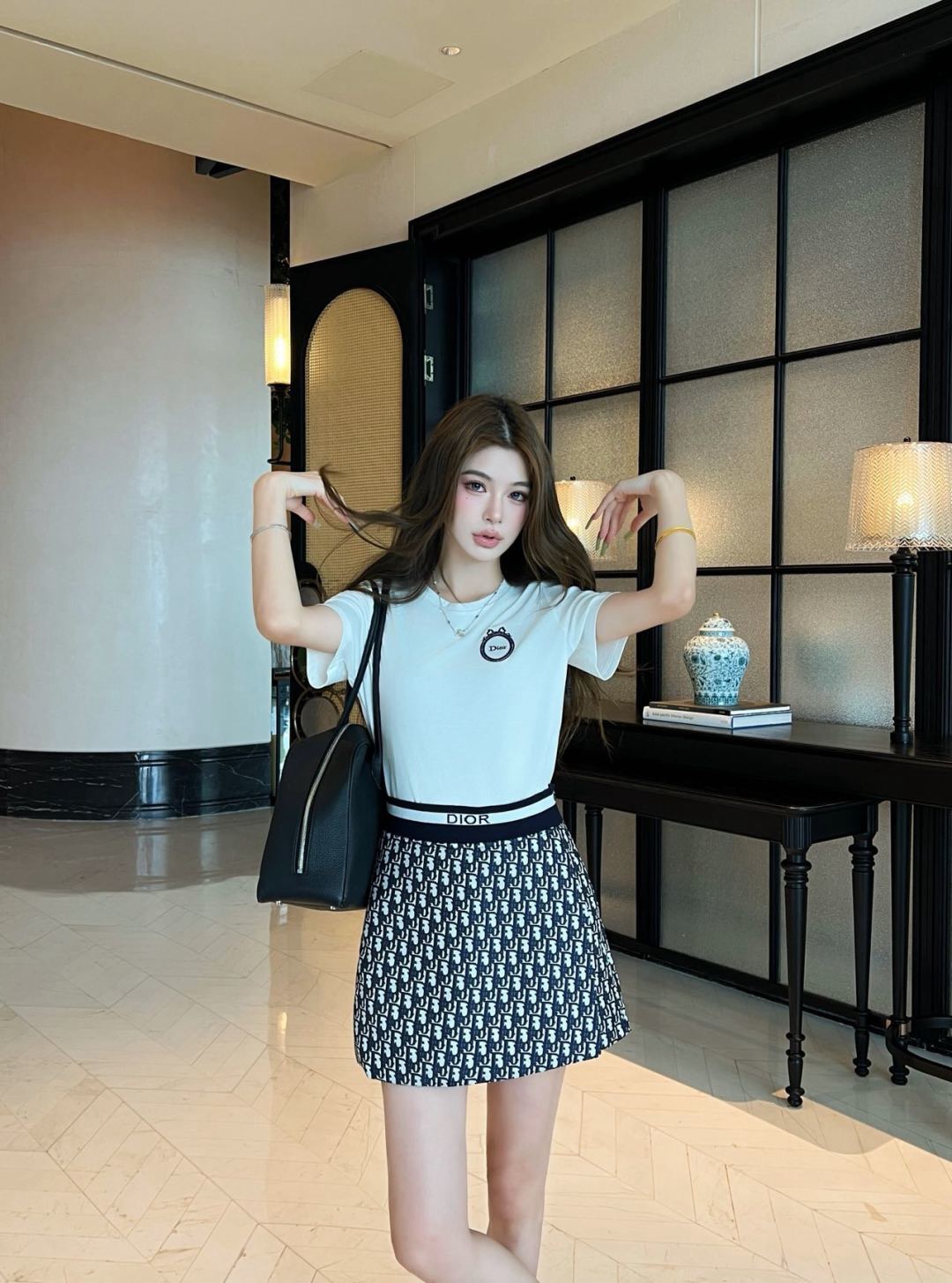 CD 26ss embroidery t-shirt print skirt set