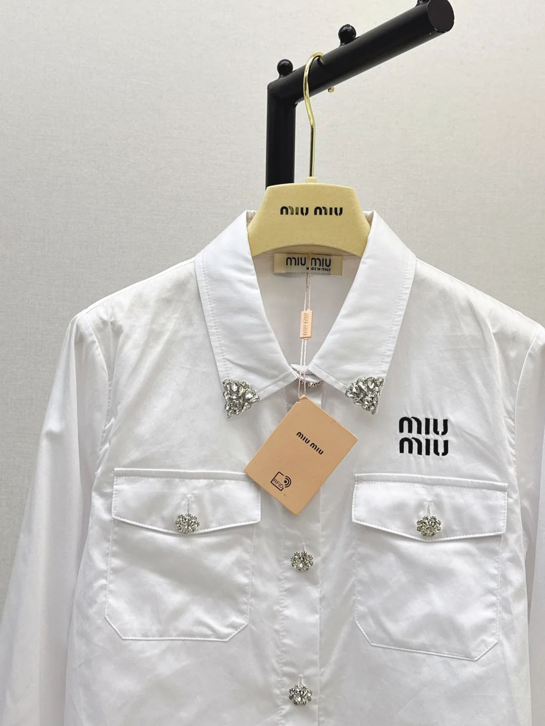 Miu 26ss rhinestones shirts