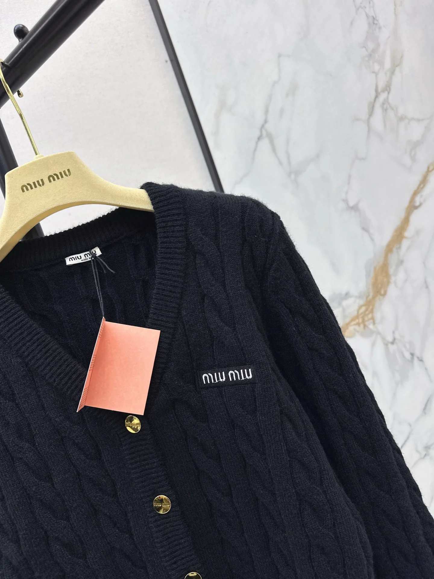 Miu 25fw cable knit cardigan
