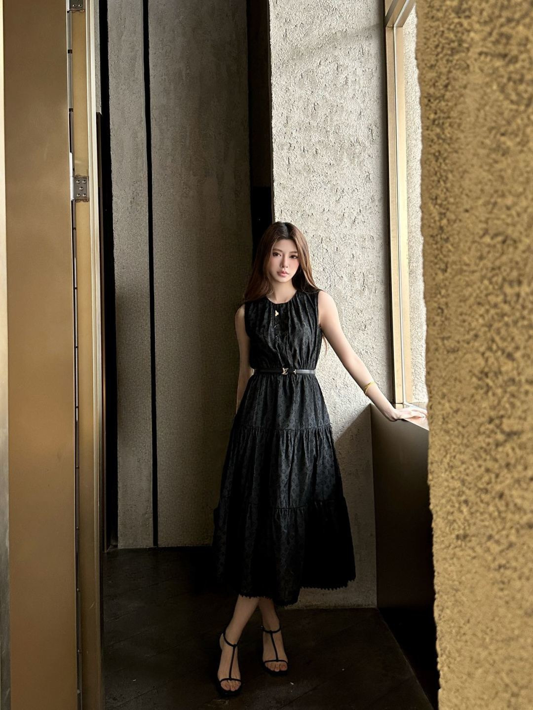 Loui 26ss jacquard sleeveless dress
