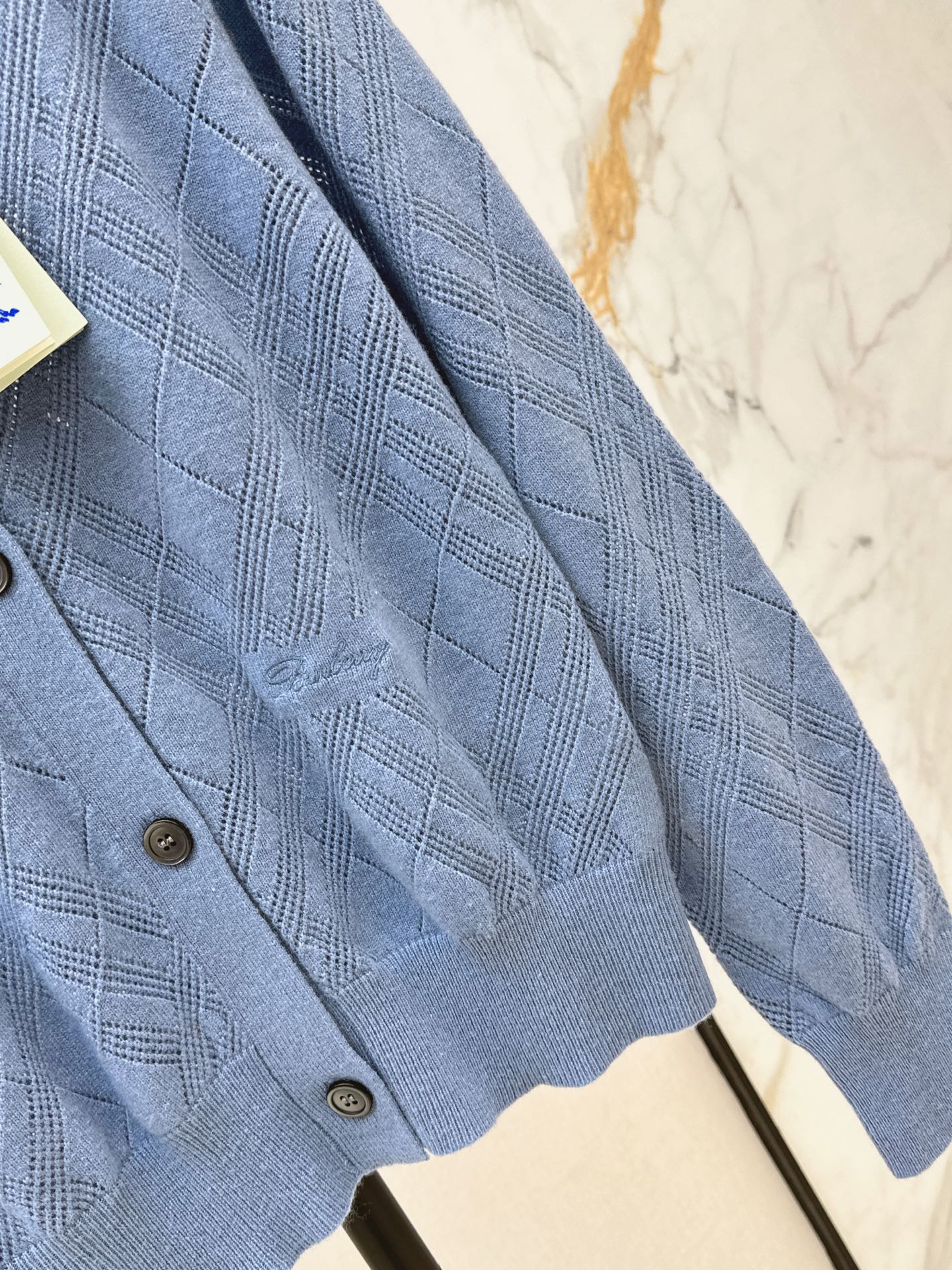 Bur 26ss check jacquard knit cardigan