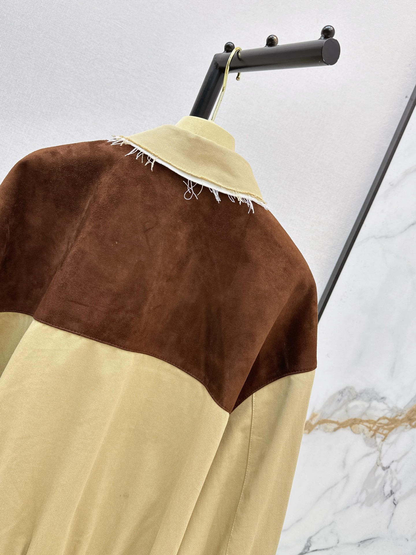 Miu 26ss rhinestone contract suede jacket