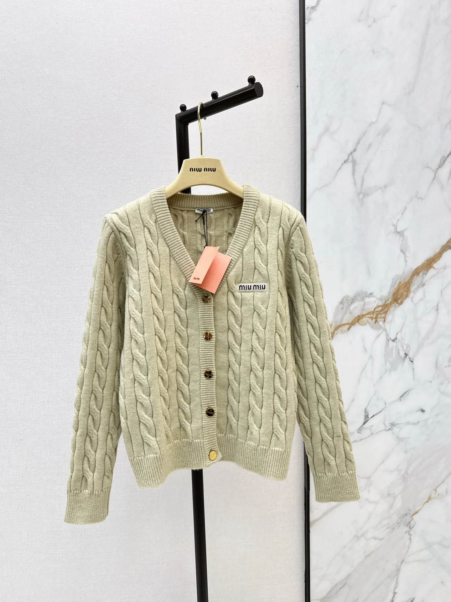 Miu 25fw cable knit cardigan