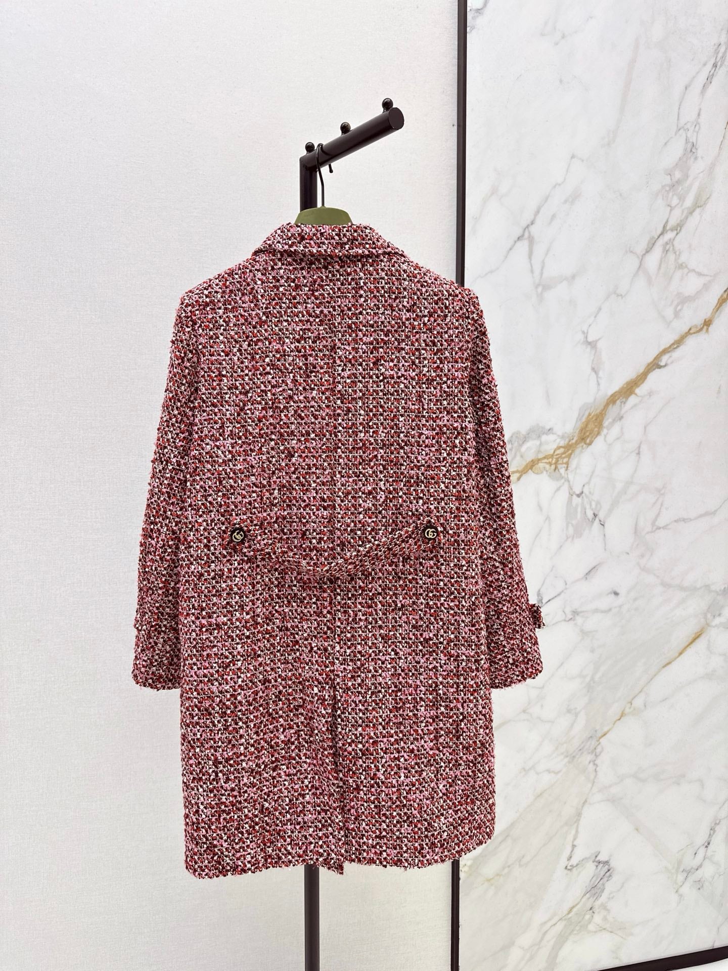 Gucc 26ss check tweed overcoats