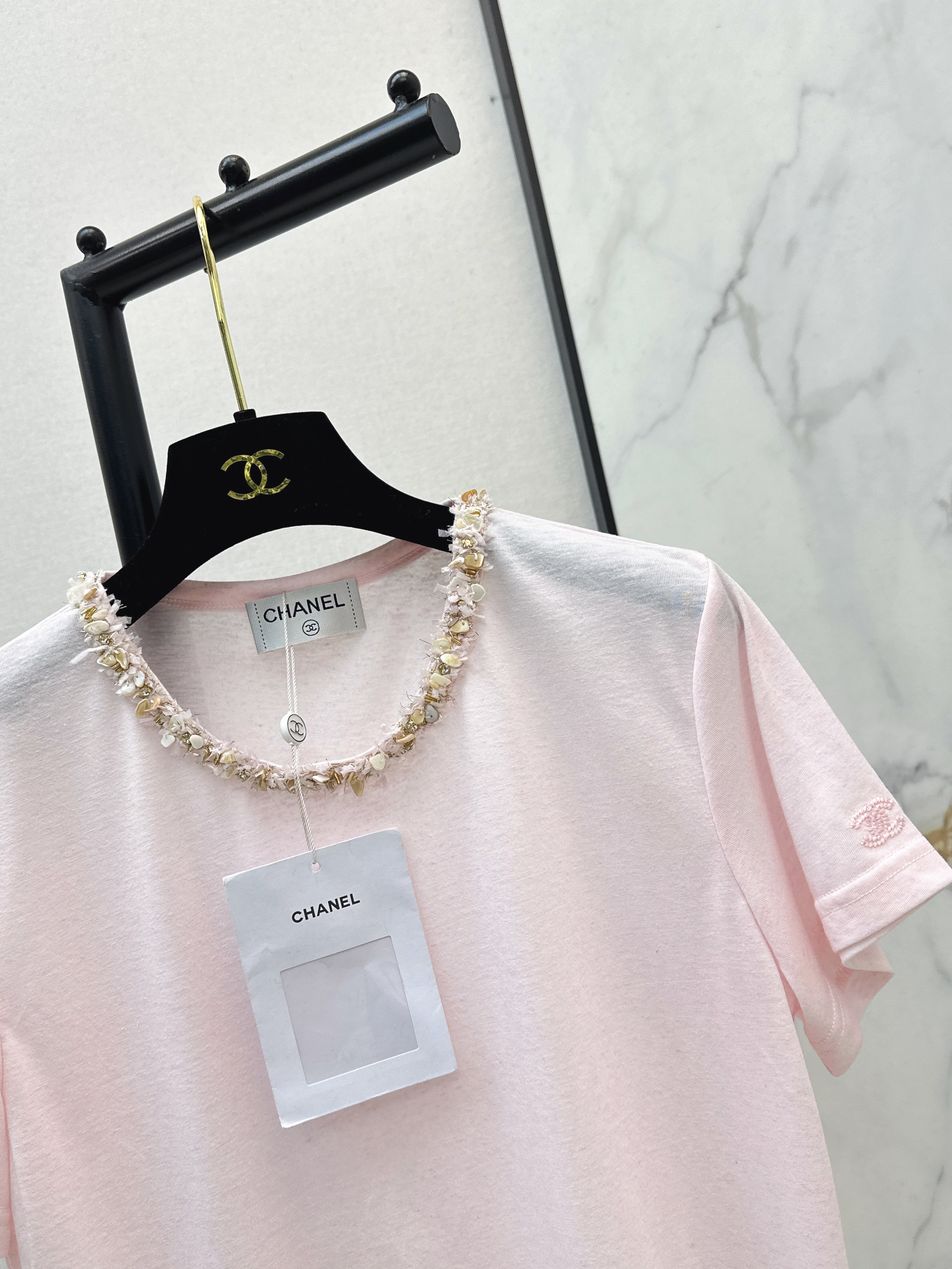 Chan 26ss rhinestone t-shirts