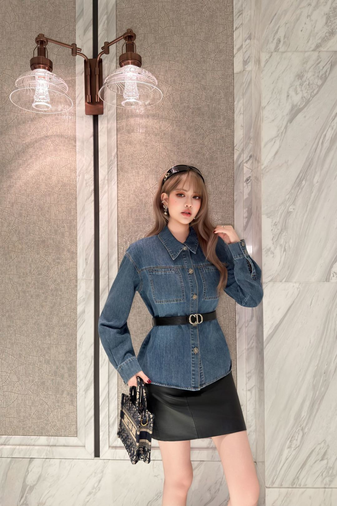 CD 26ss belted denim shirt
