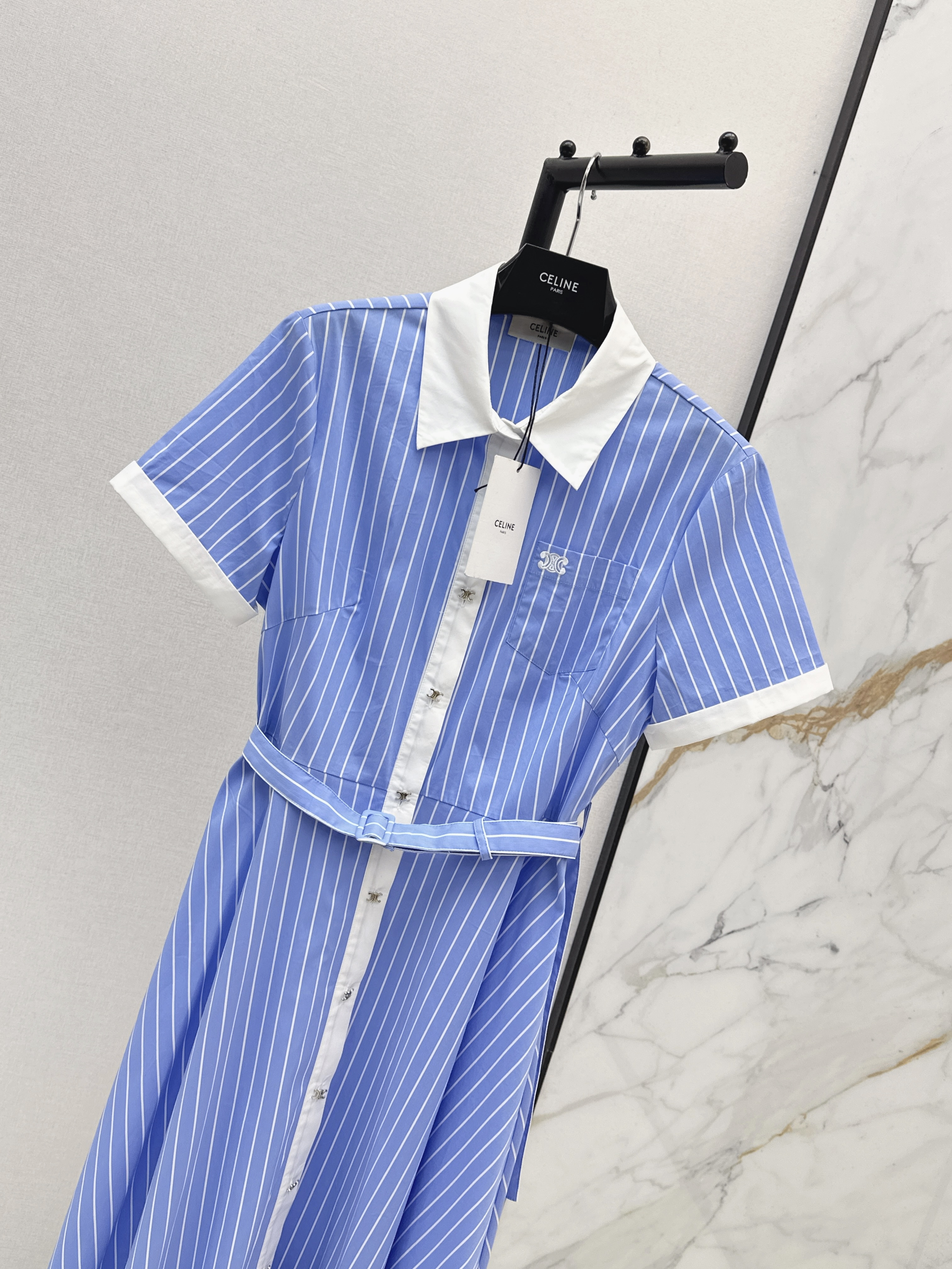Celi 26SS Striped Belted Shirt Dress