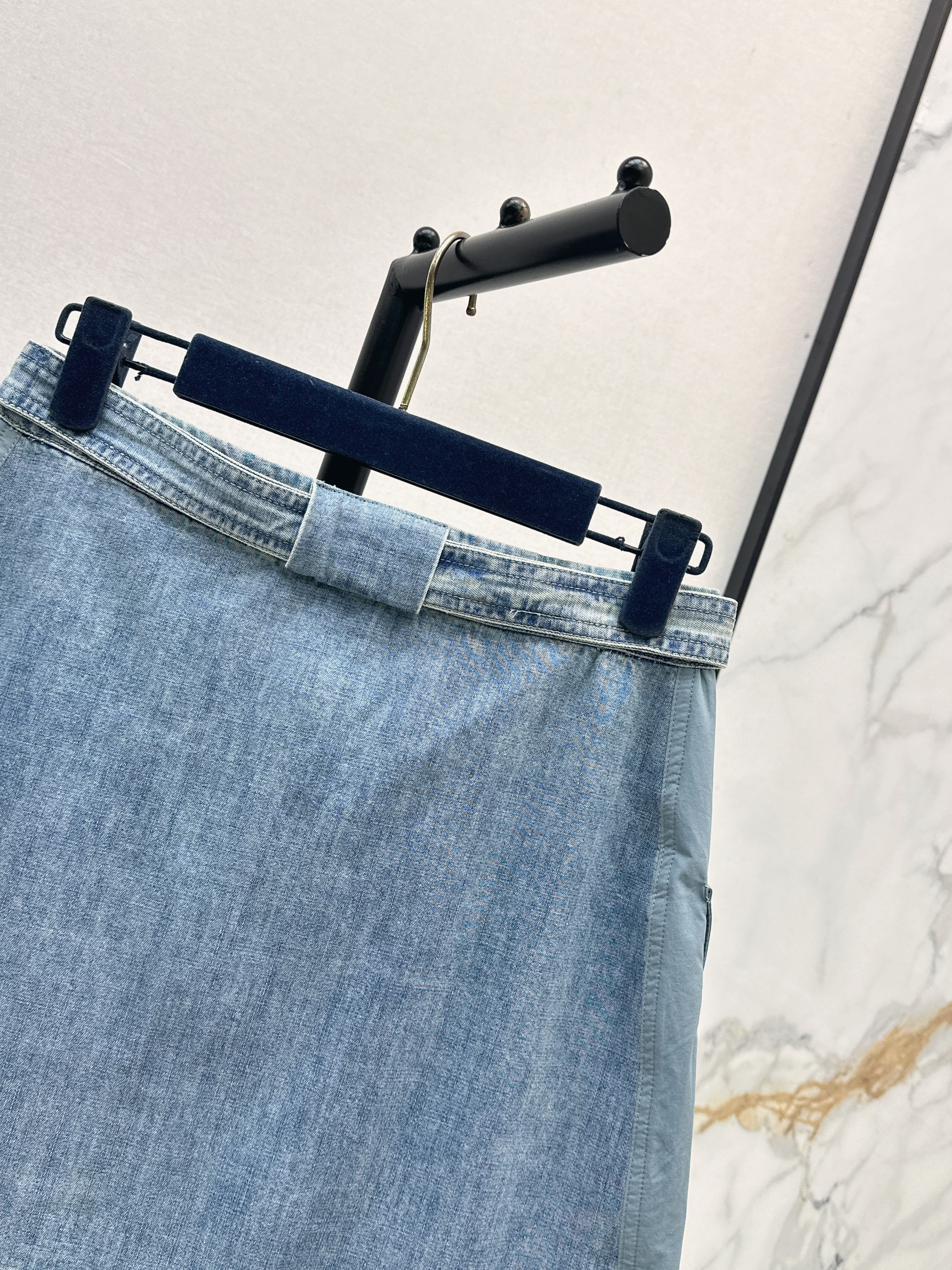 Louis 26SS Washed Utility Denim Skirt
