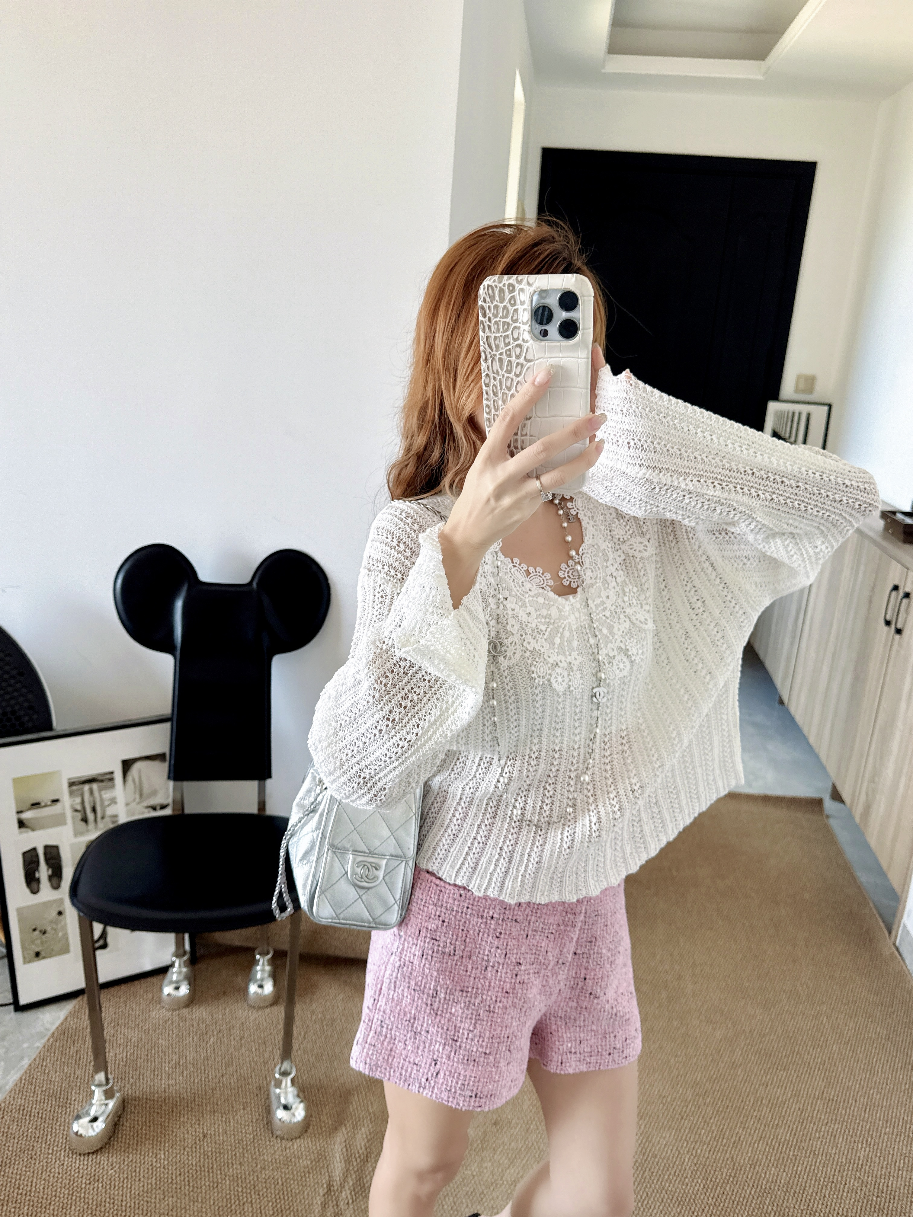 ES 26ss lace hollow sweater