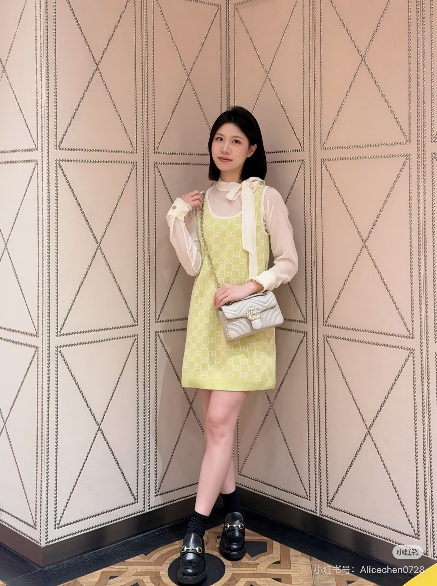 Guc 26ss jacquard sleeveless dress