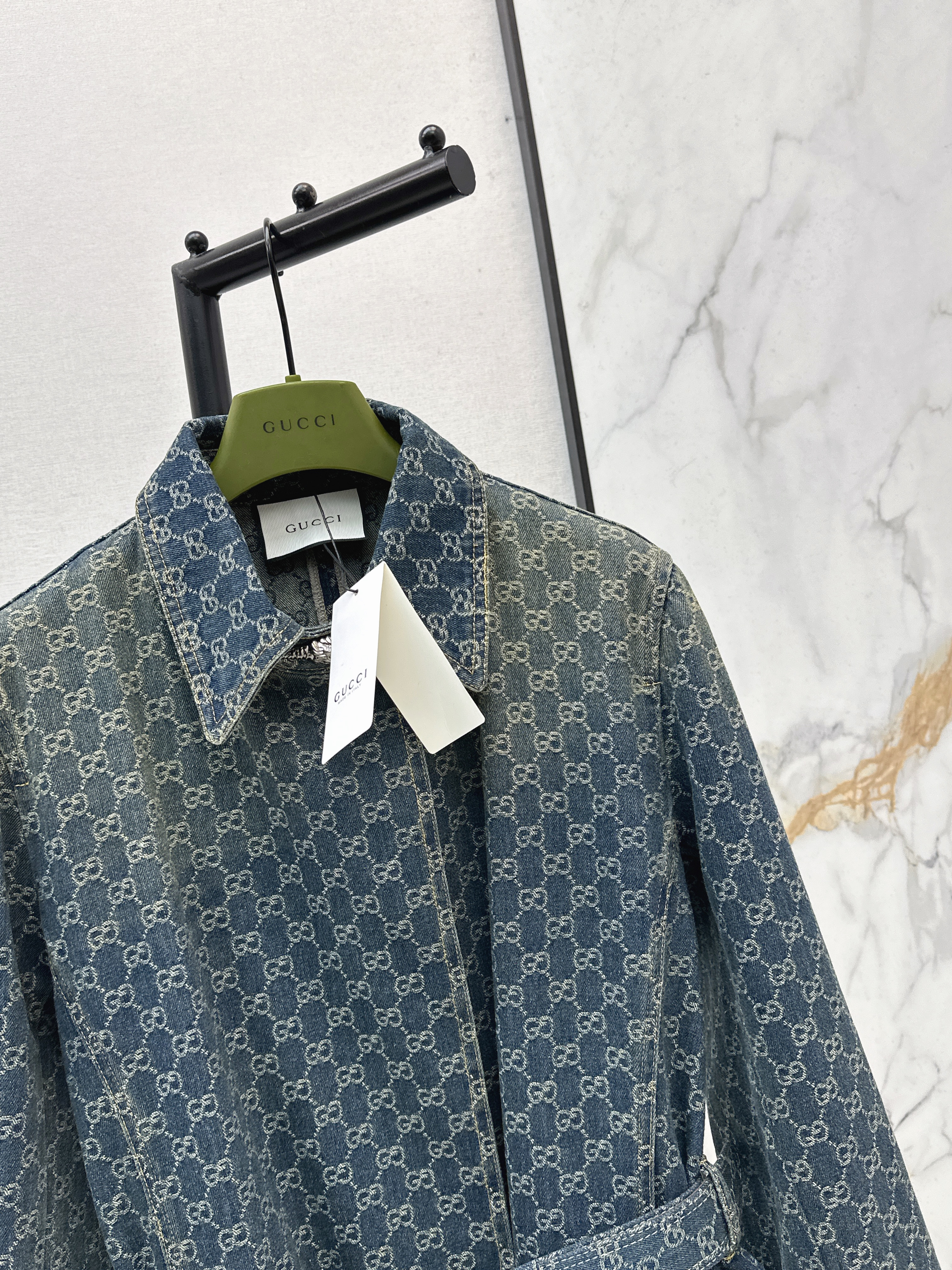 Guc 26ss jacquard denim overcoats