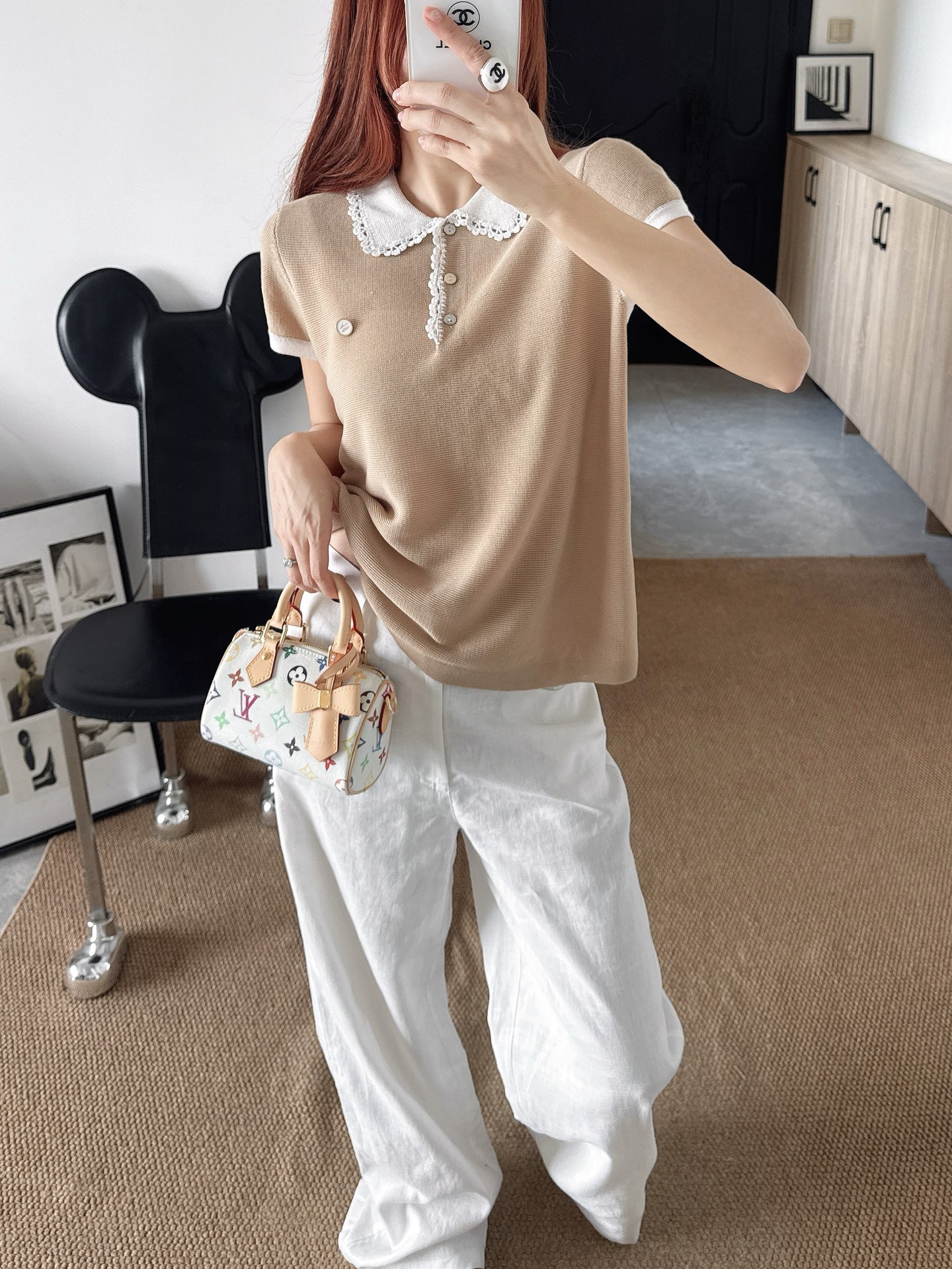 Miu 26ss sleeveless polo knitwear