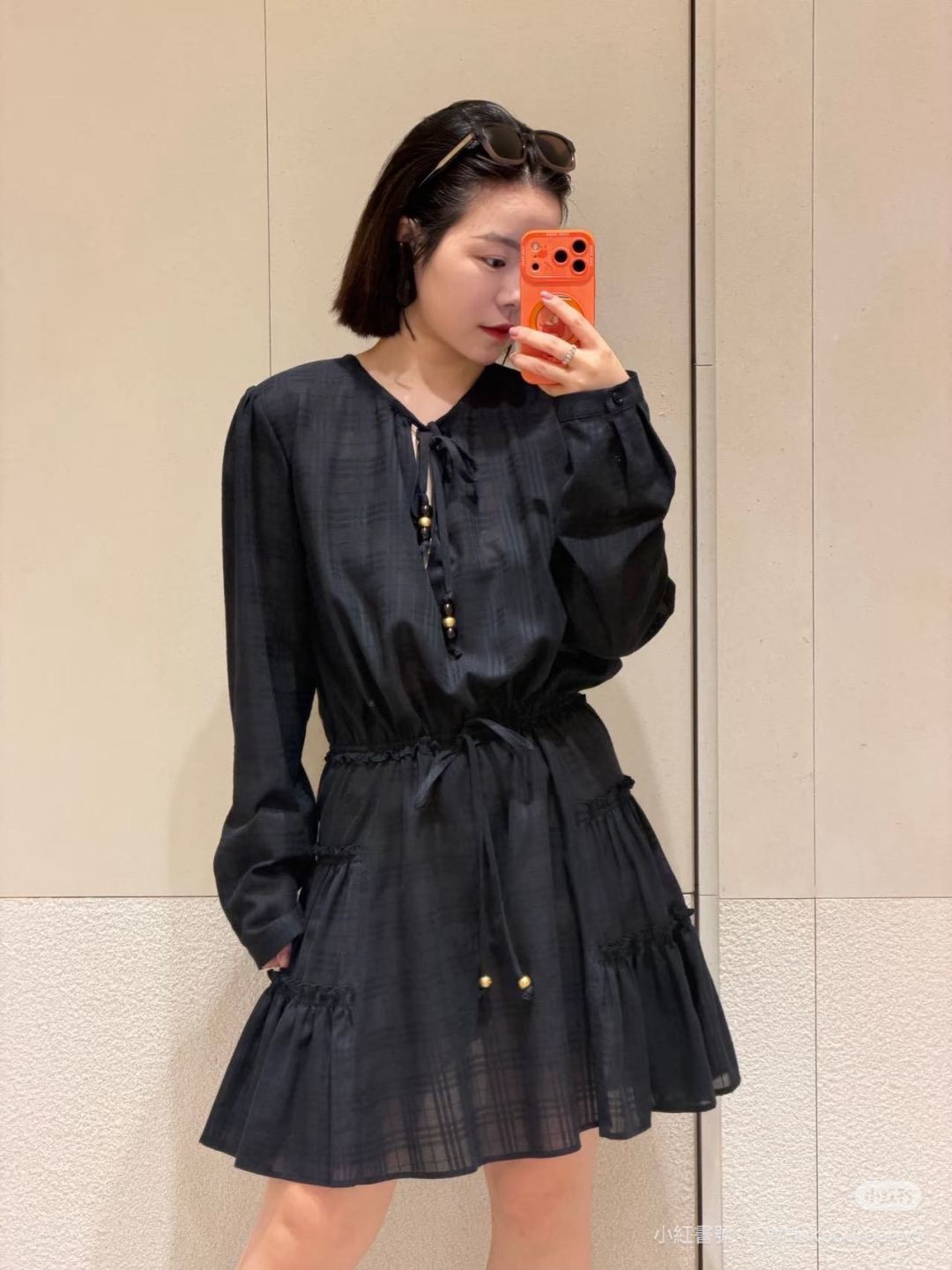 Bur 26ss check drawstring dress