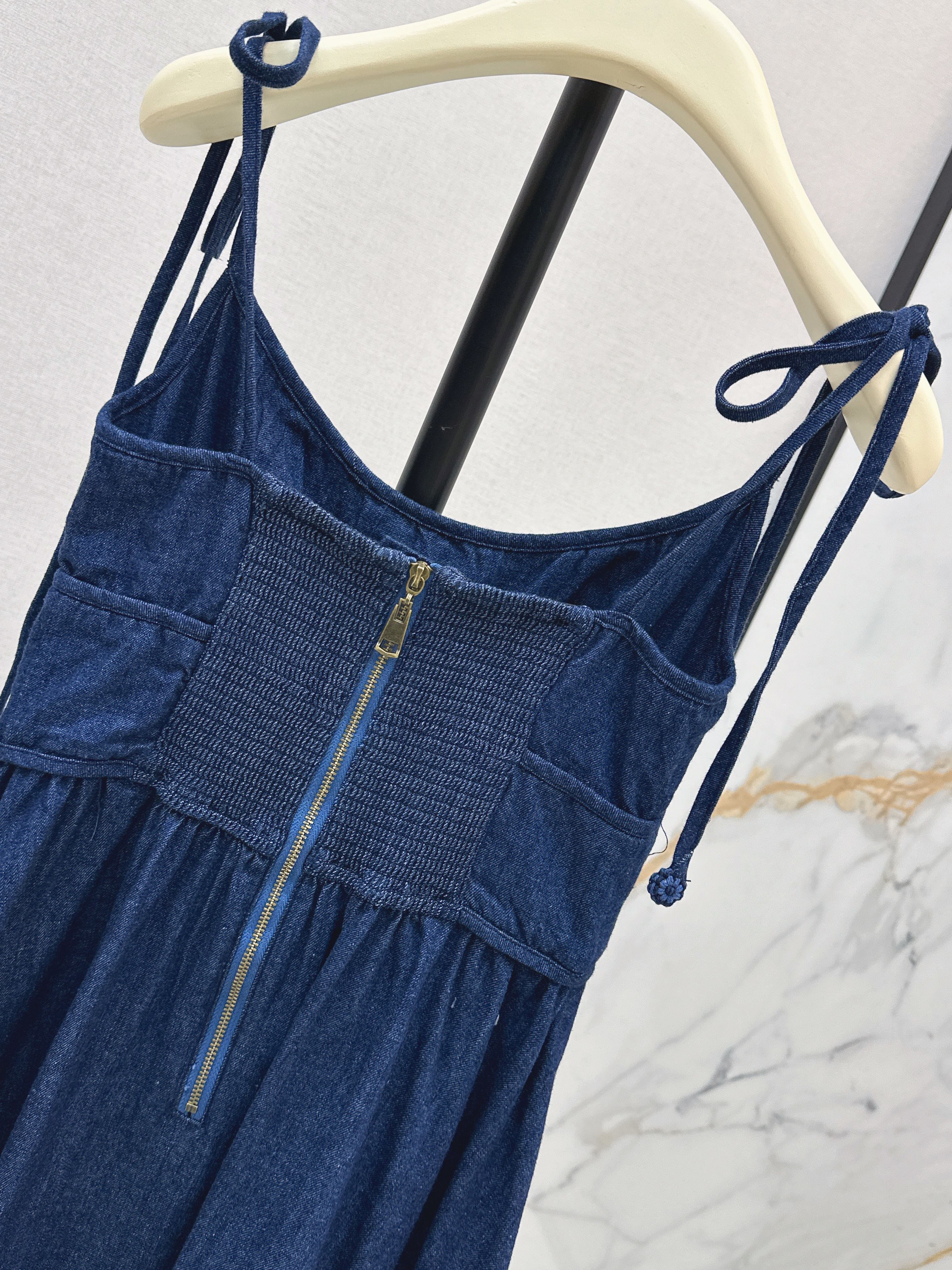 Zimm 26SS Tie-Strap Embroidered Midi Dress