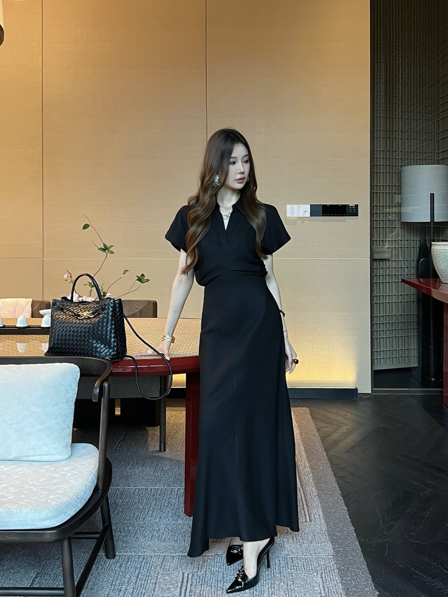Brun 26ss ruched waist dress