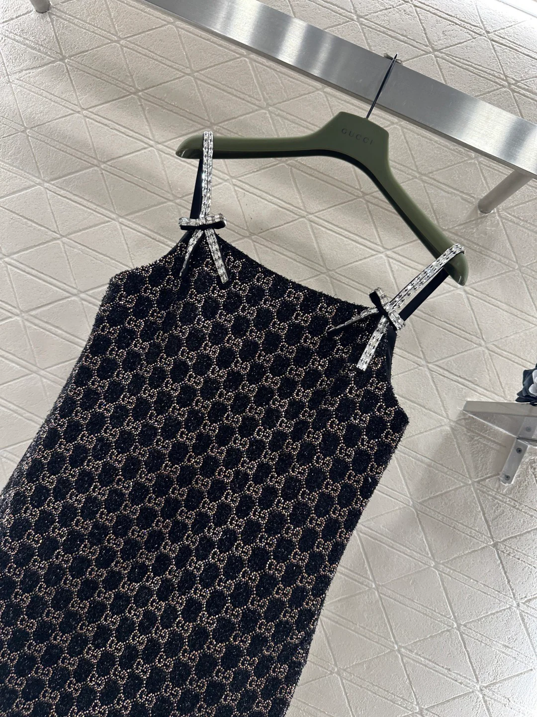 Gucc 26ss rhinestones dress