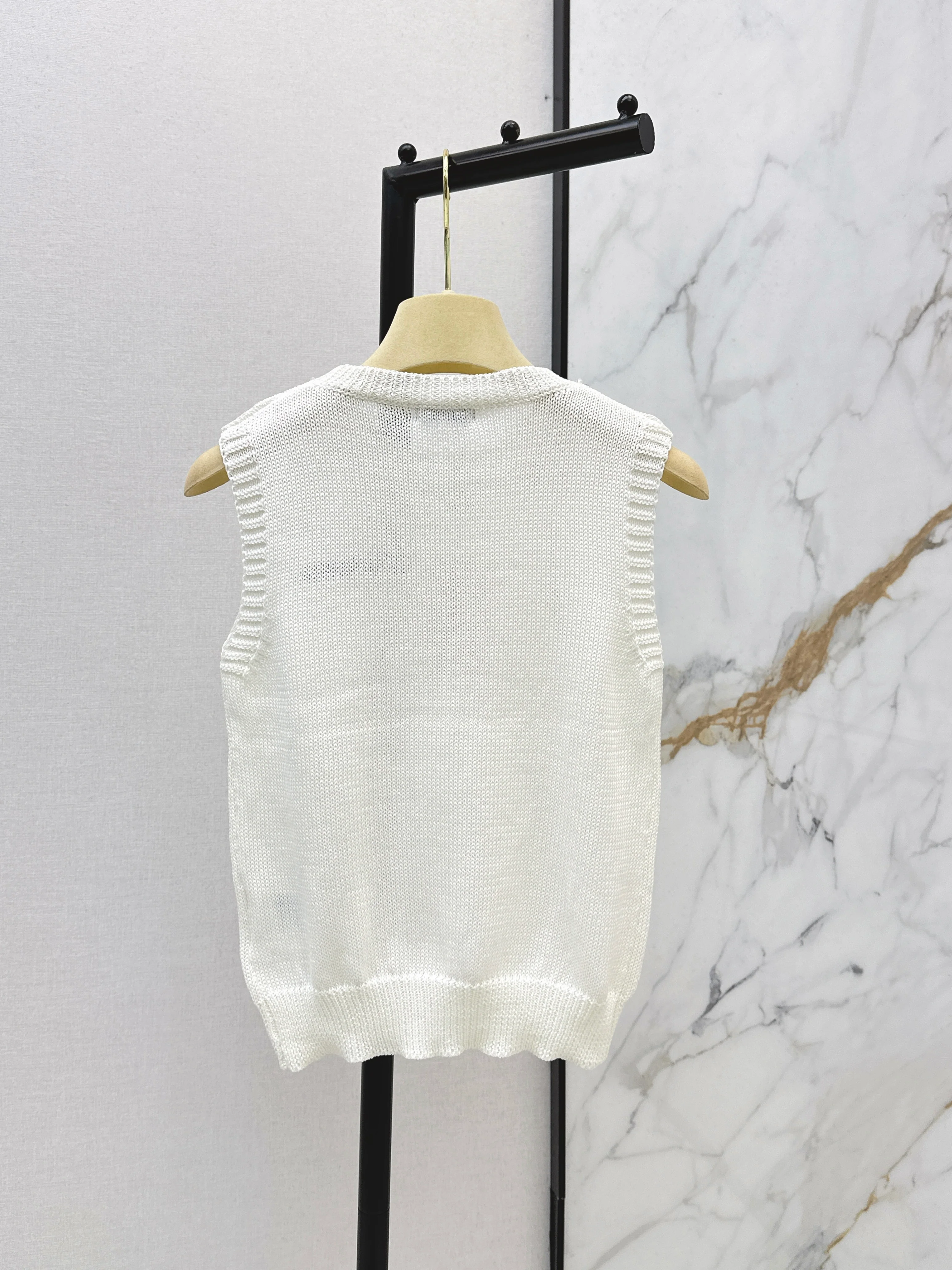 Miu 26ss rhinestone sleeveless vest