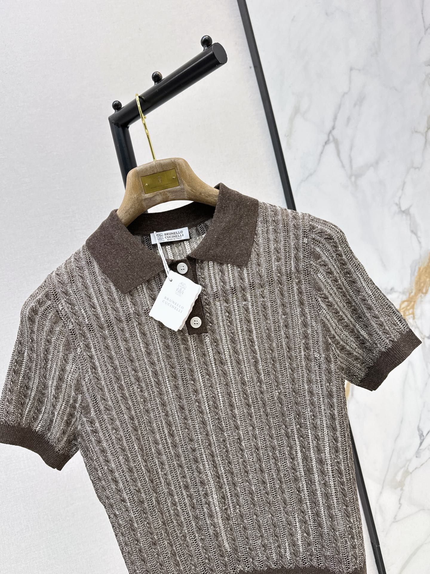 Brun 26ss hollow knit polo