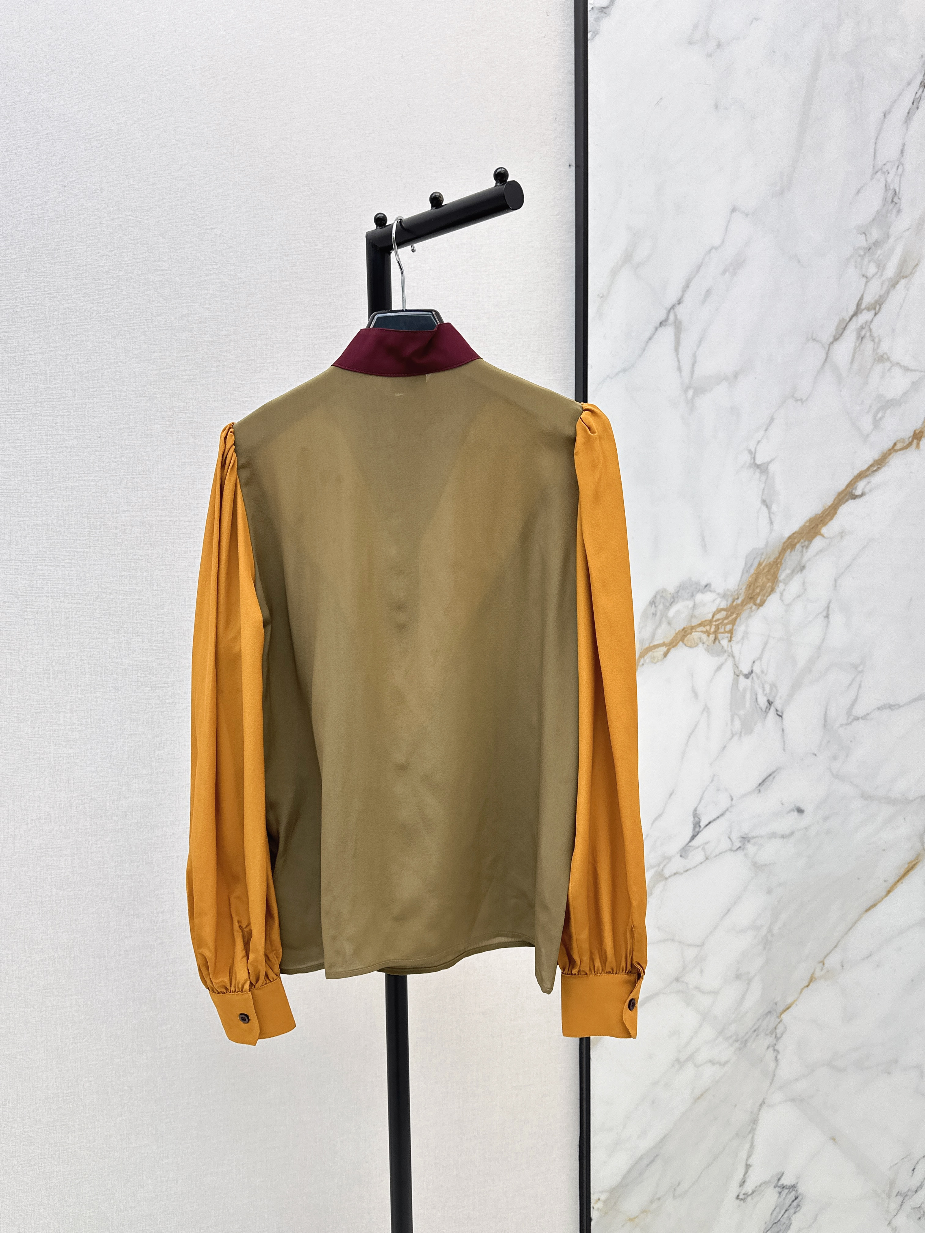 Saint 26ss coloblock silk shirt