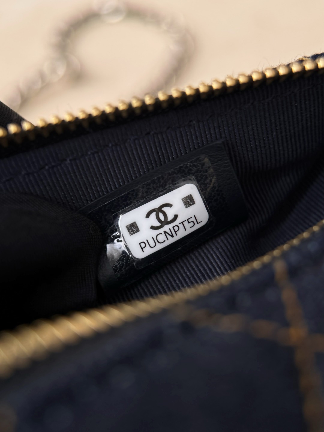 Chan 26P denim vinity case bag
