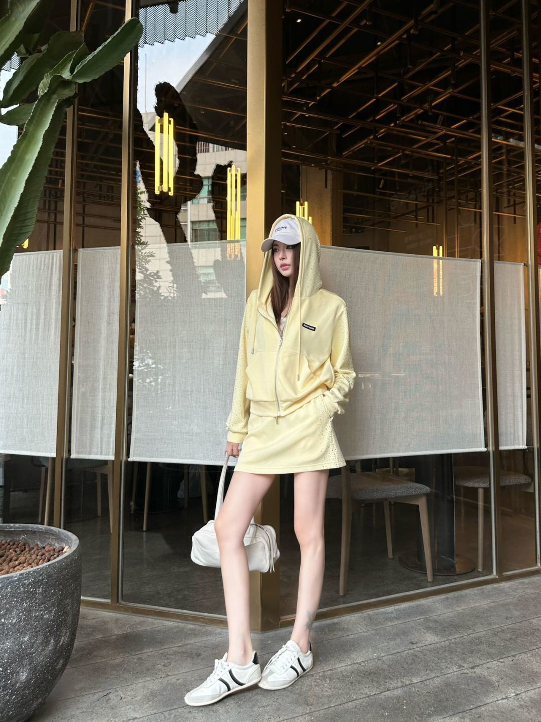 Miu 26ss rhinestone hooded jacket