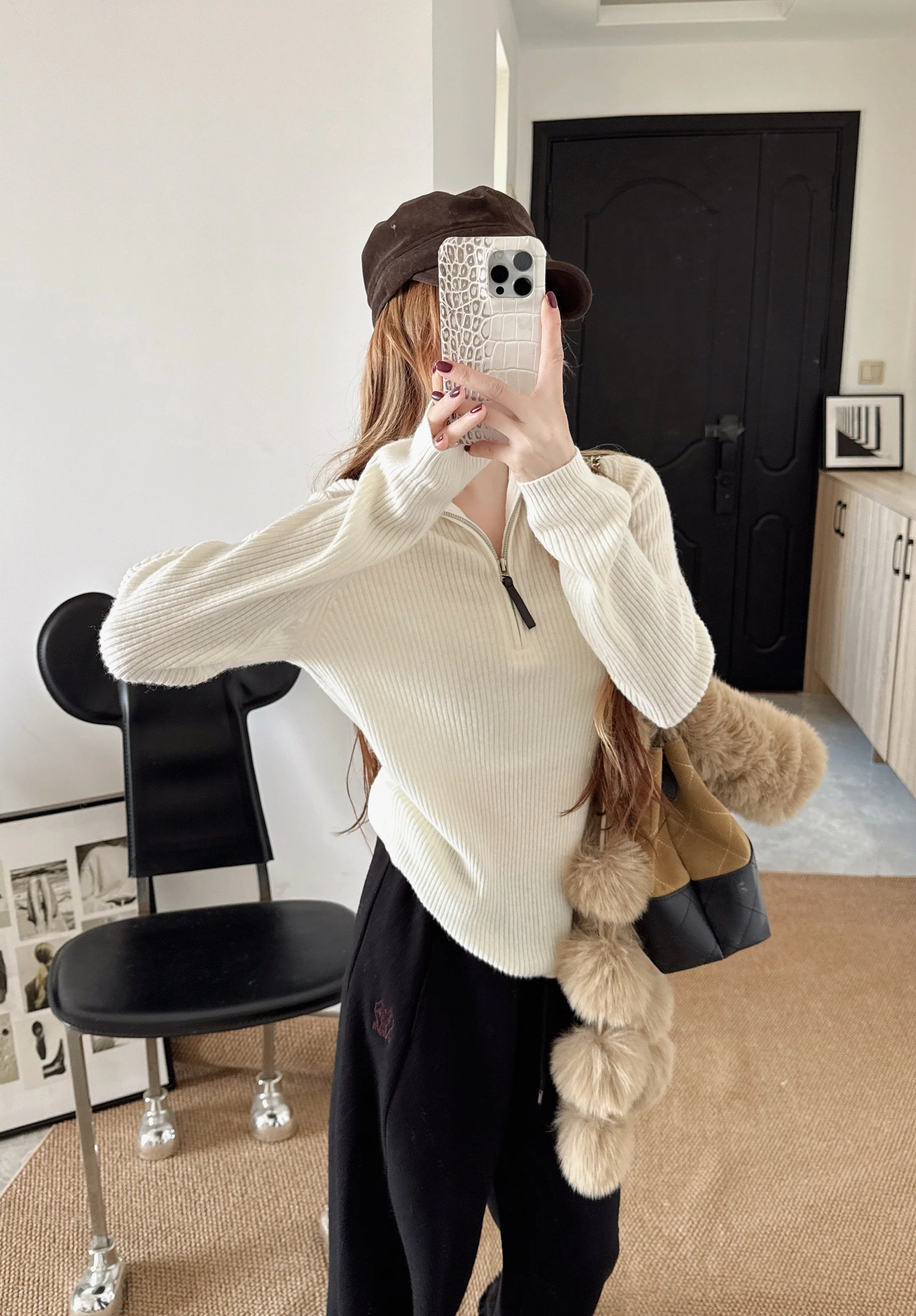 Brun 26ss zip-up sweater