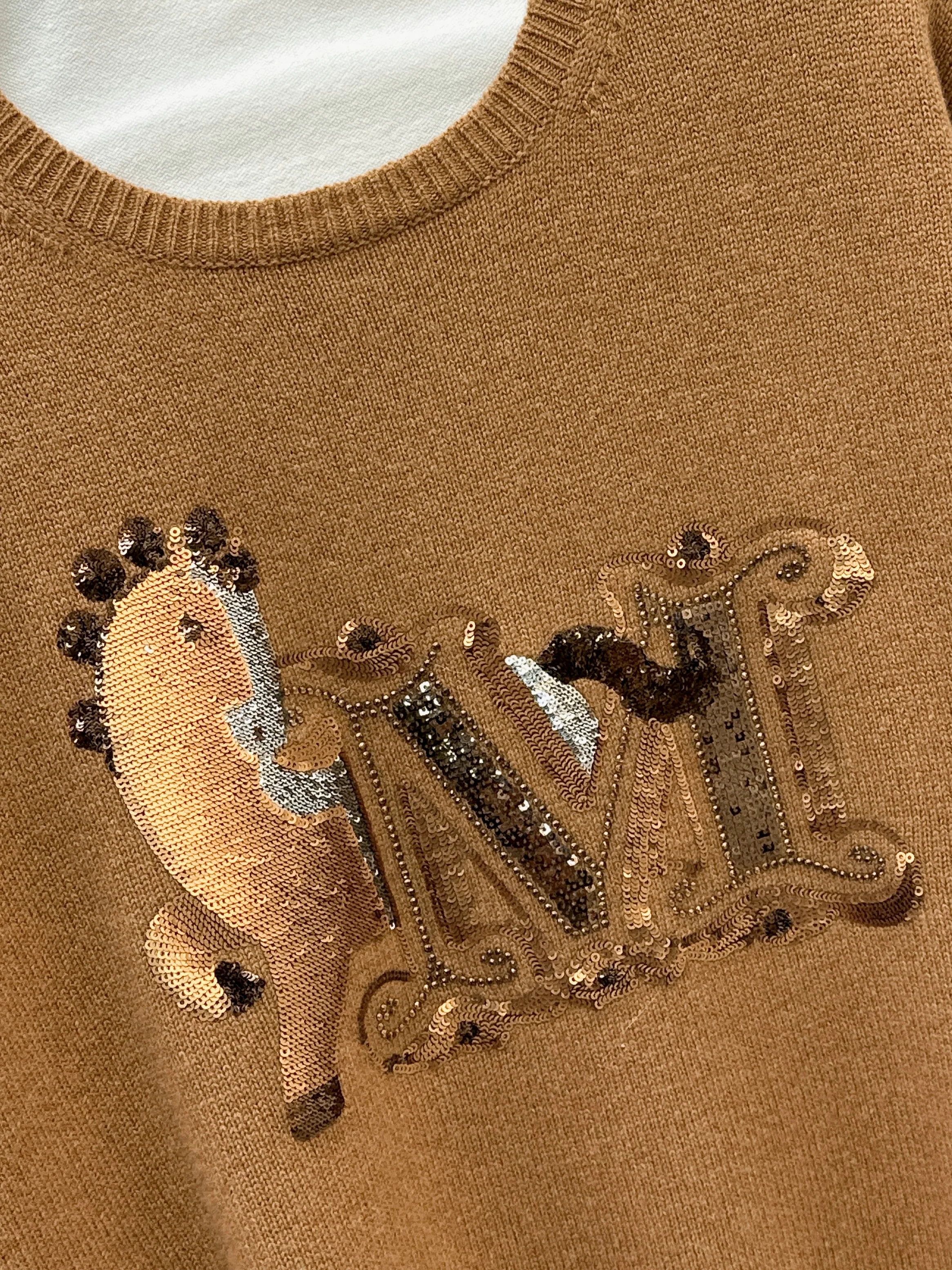 Max 26ss embroidery rhinestone sweater