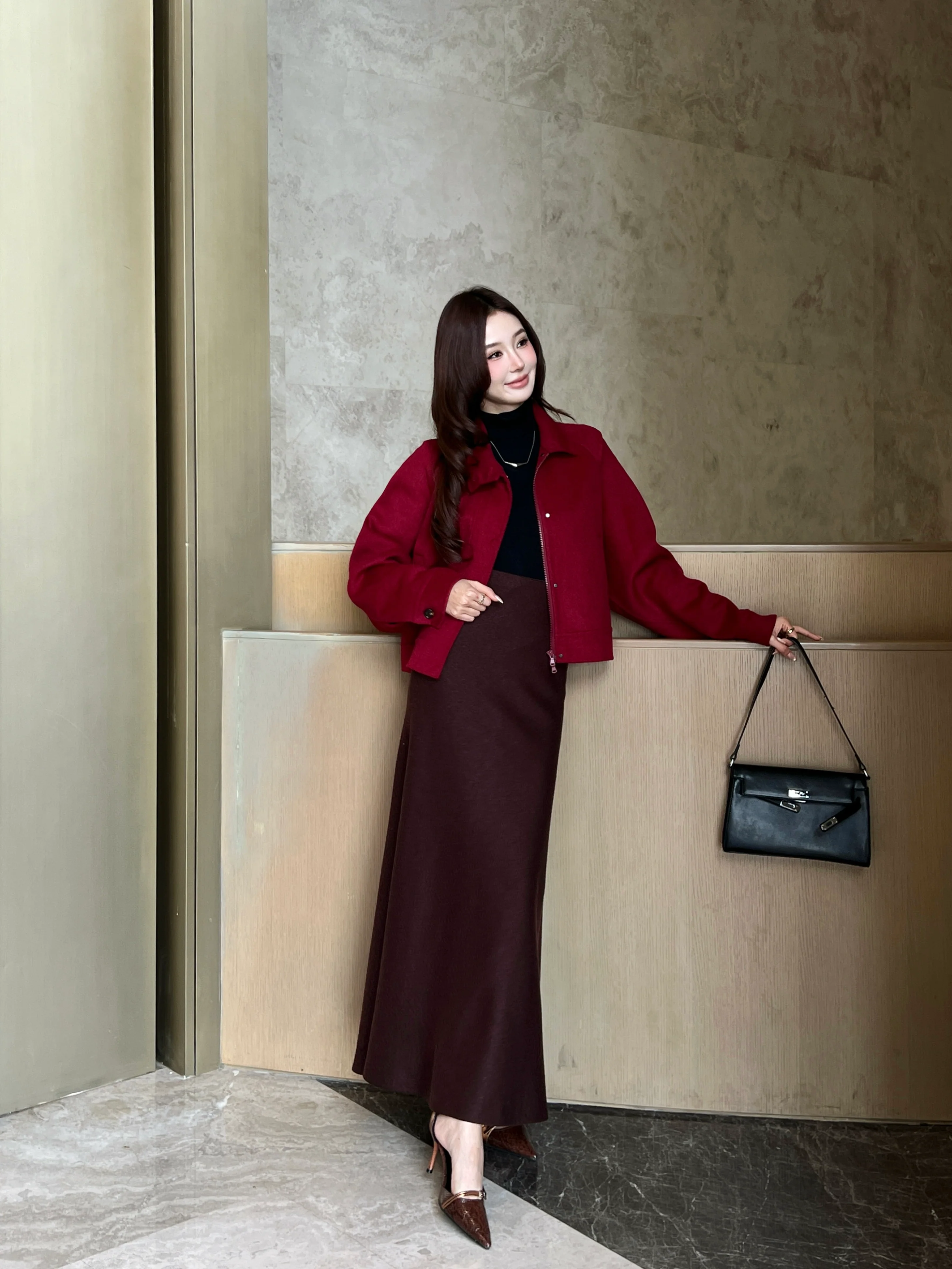 Brun 26ss godet skirt