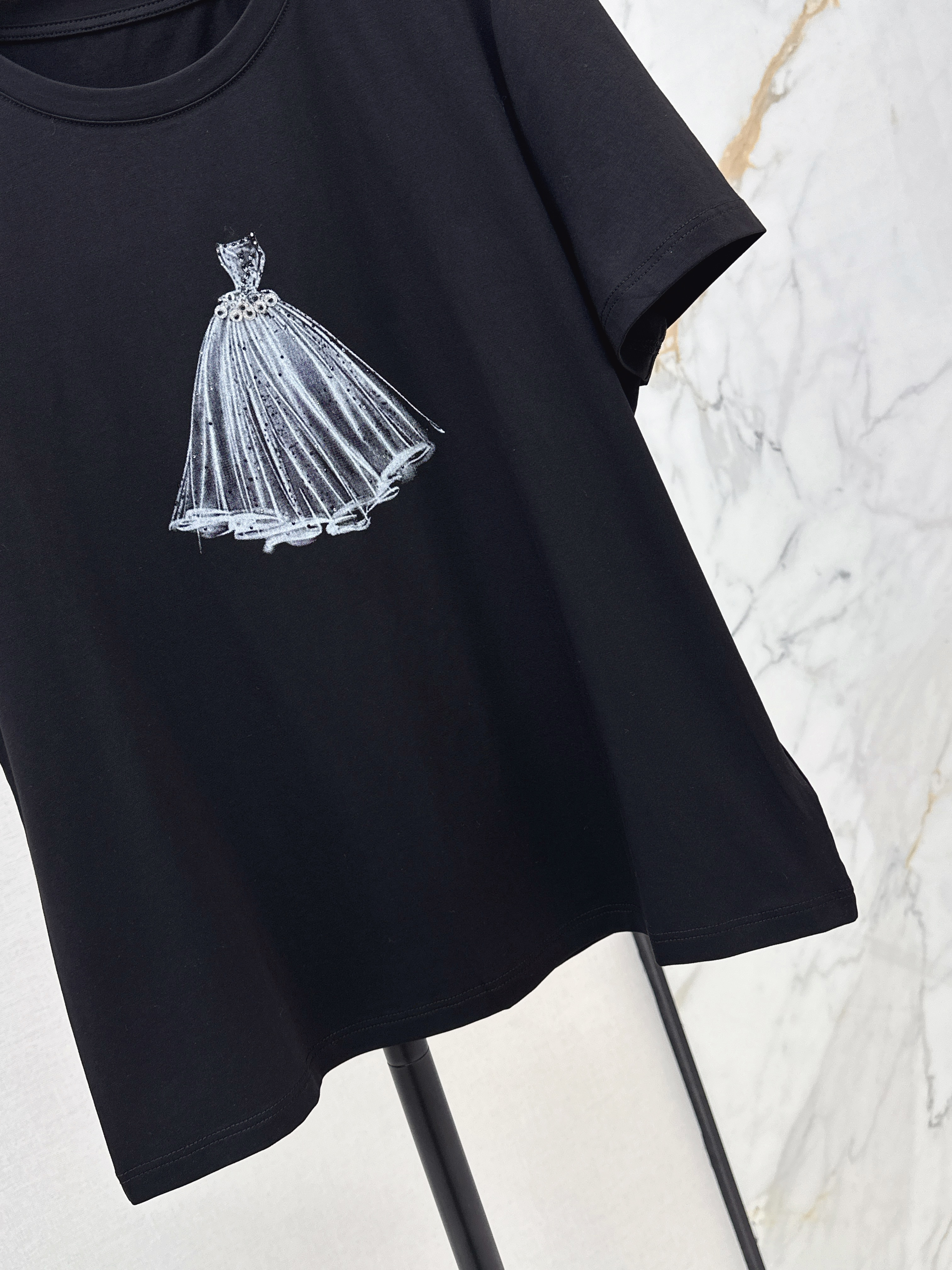 Chan 26ss beading print t-shirt