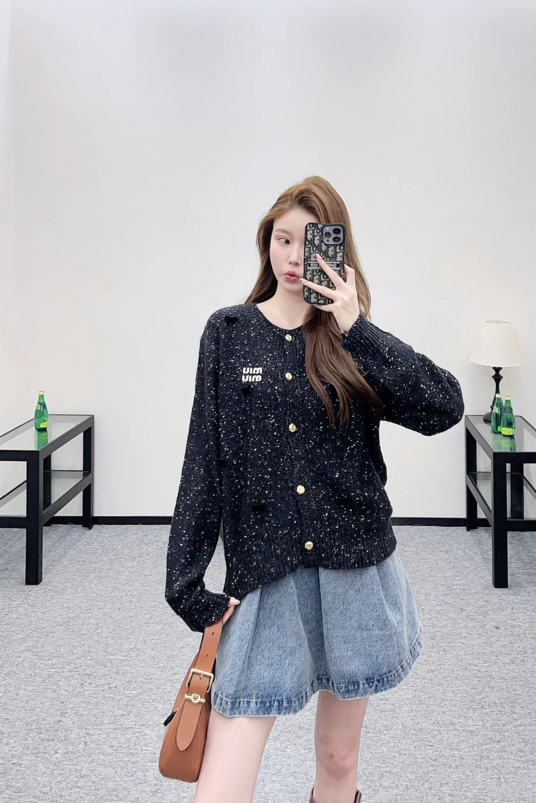 Miu 26ss 3d bow cardigan
