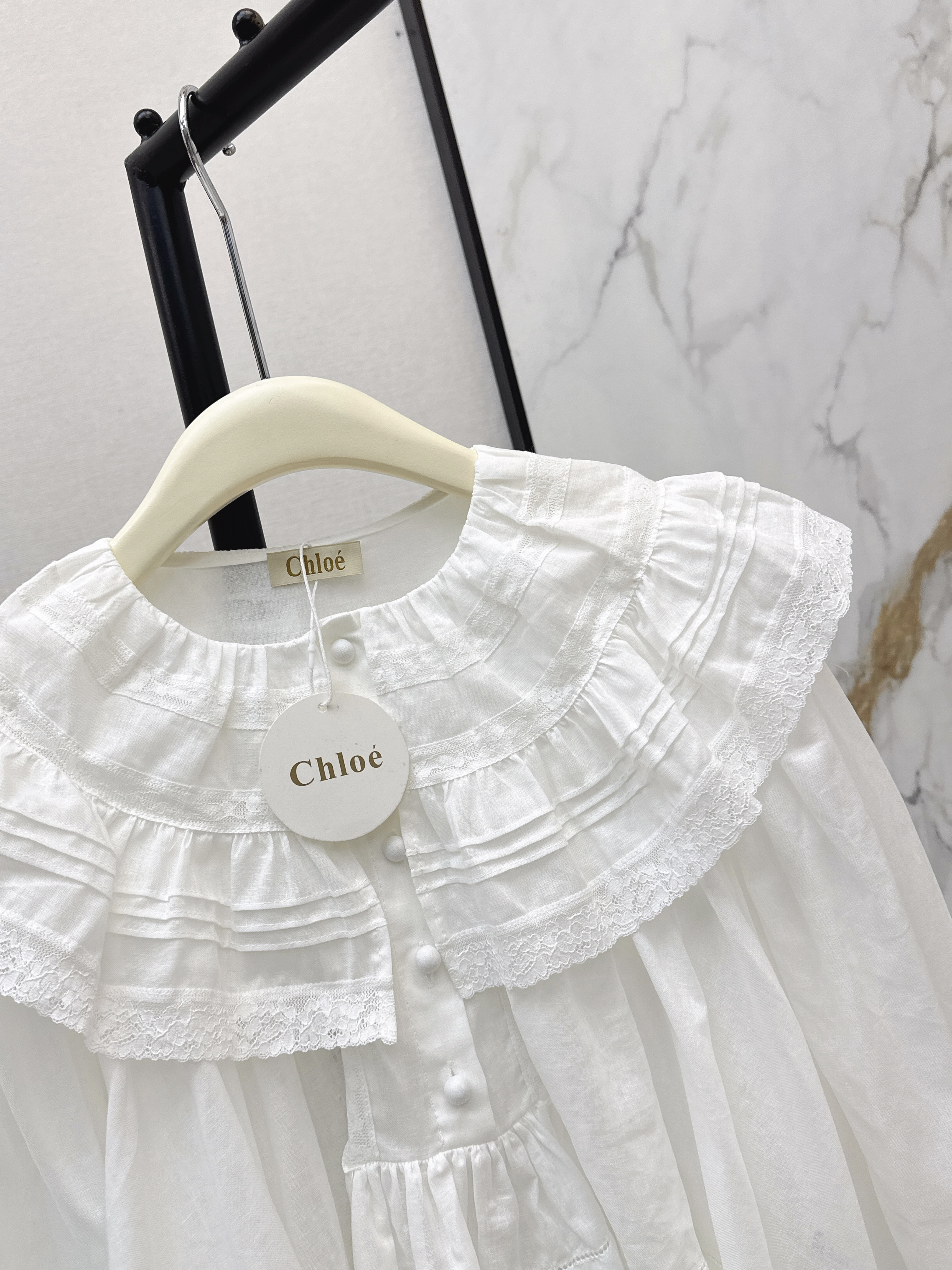 Chol 26ss lace ruffle shirt