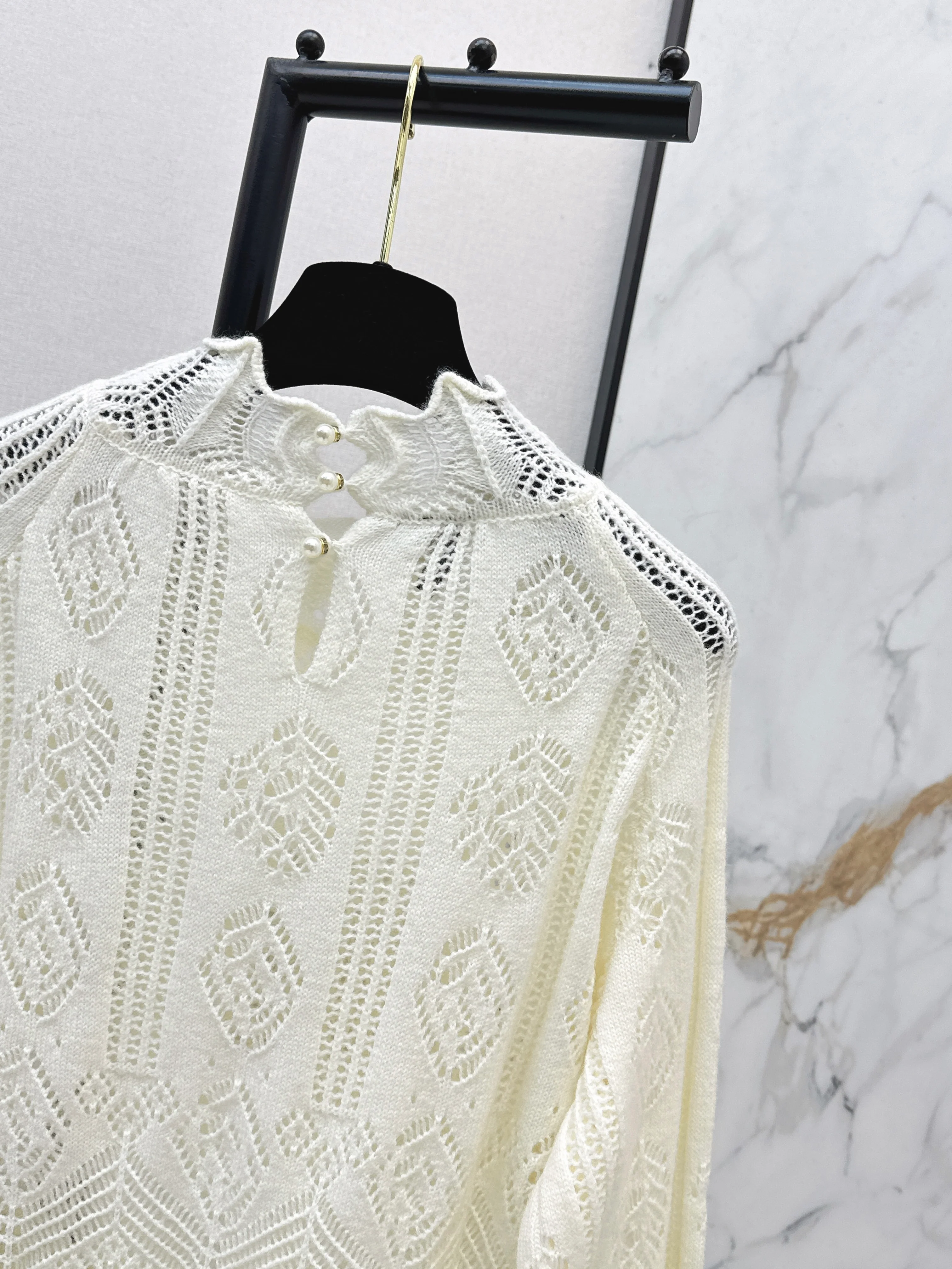 Chan 26ss hollow cable knitwear