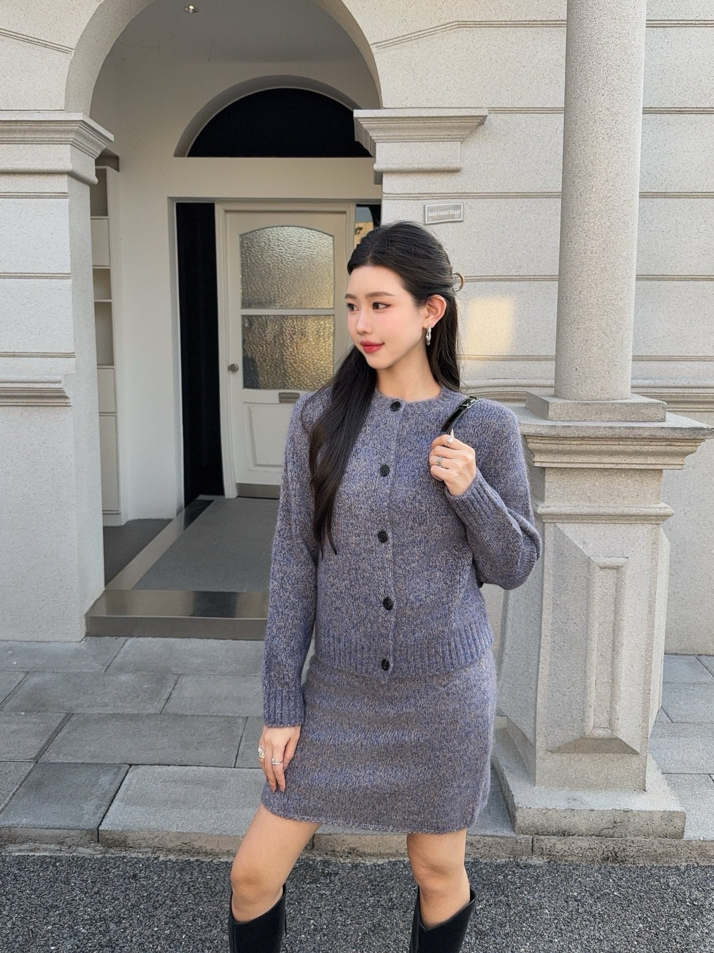 Bott 25fw wool cardigan skirts outfit sets