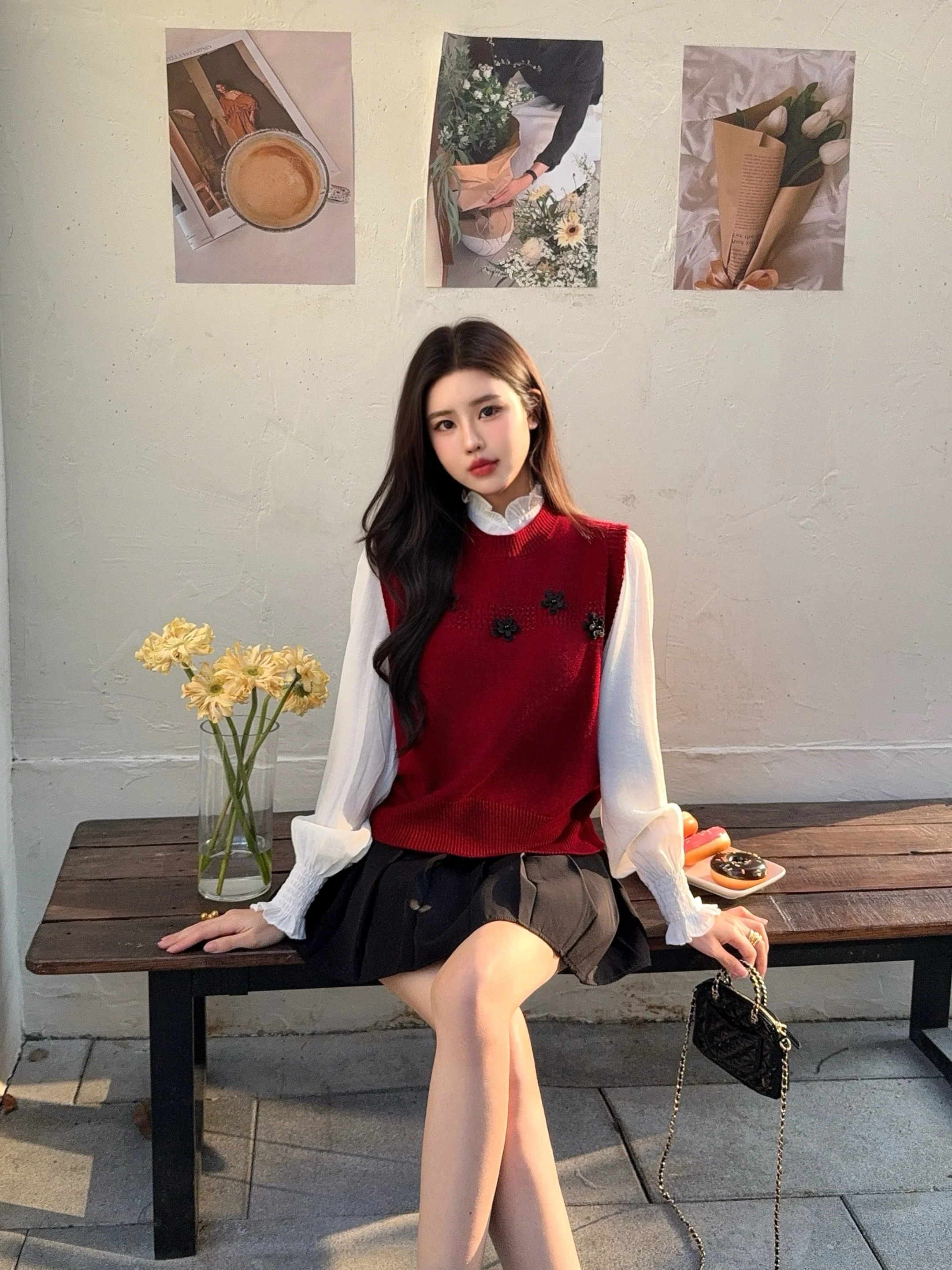 Chan 26ss elegant shirts knit vest