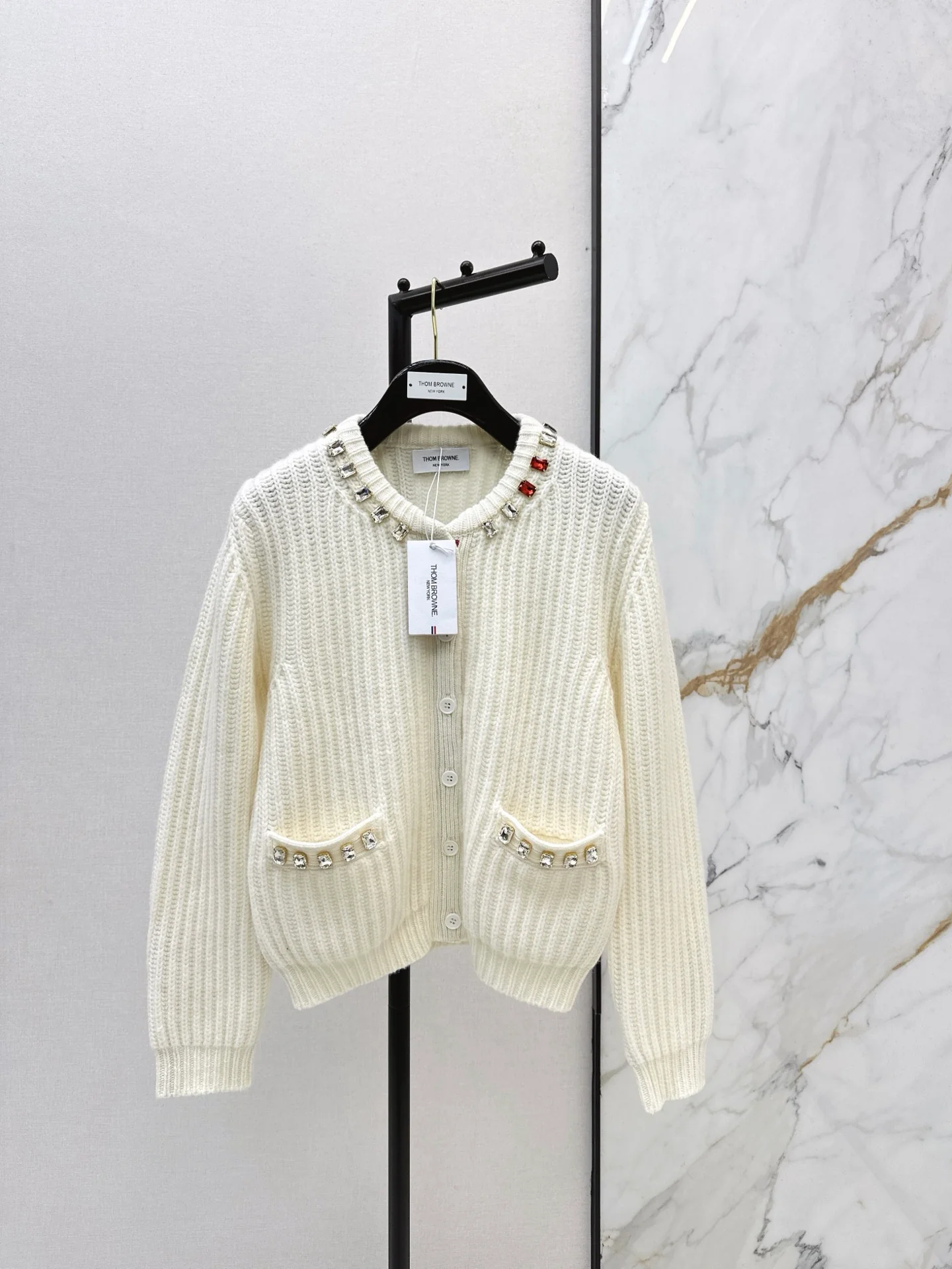 Thom 26ss rhinestone knit cardigan